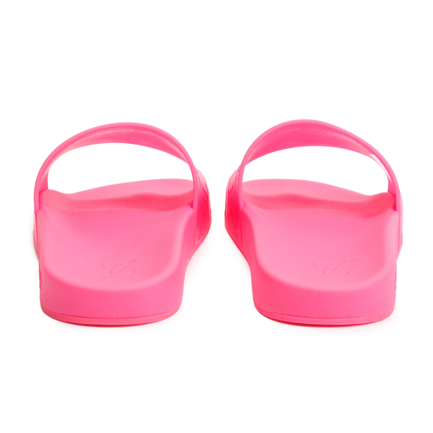 Louis Vuitton Pink Rubber Embossed Monogram Waterfront Mule Slides, Men Size 7 w/ Box