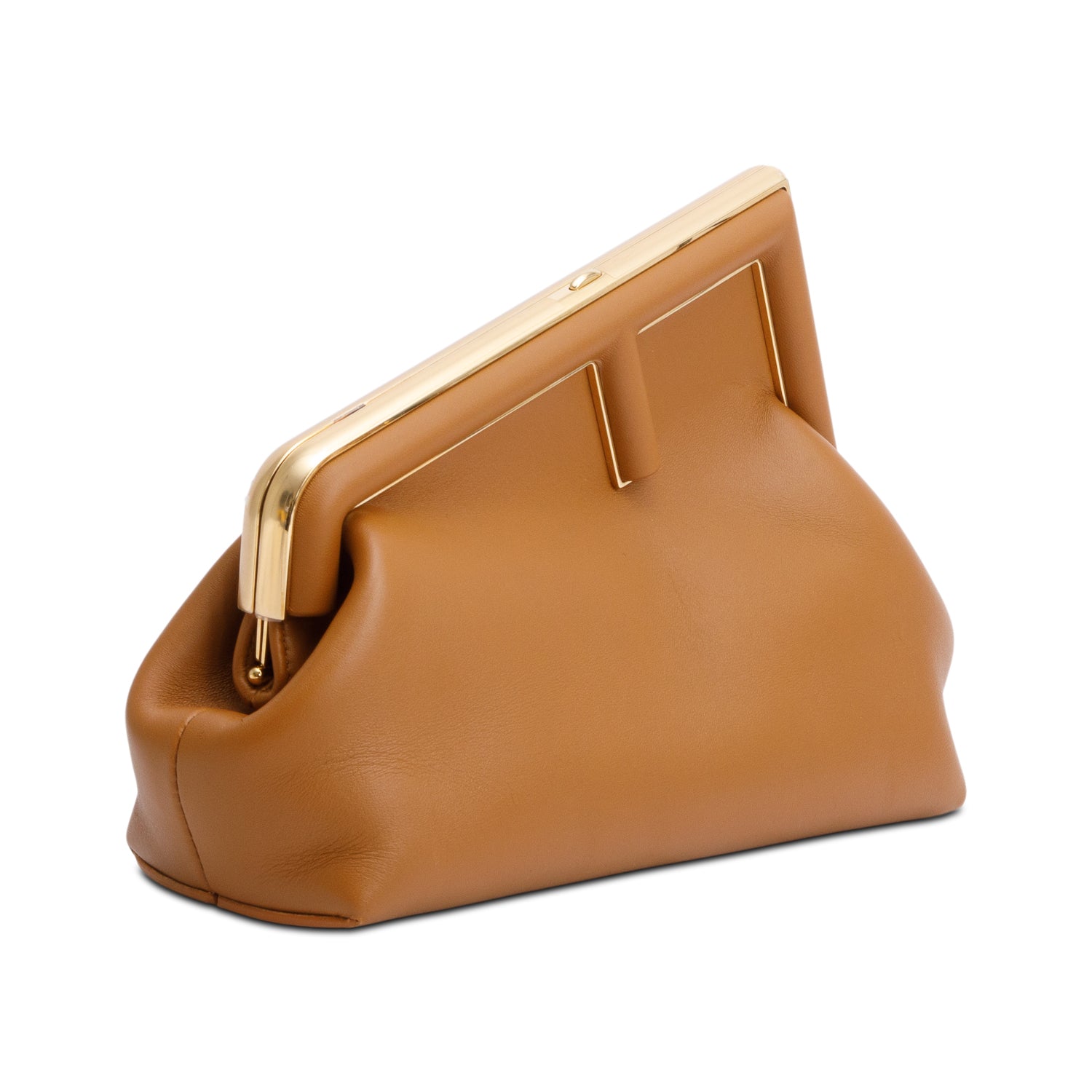 Fendi Brown Nappa Leather Small Fendi First Bag w/ Straps