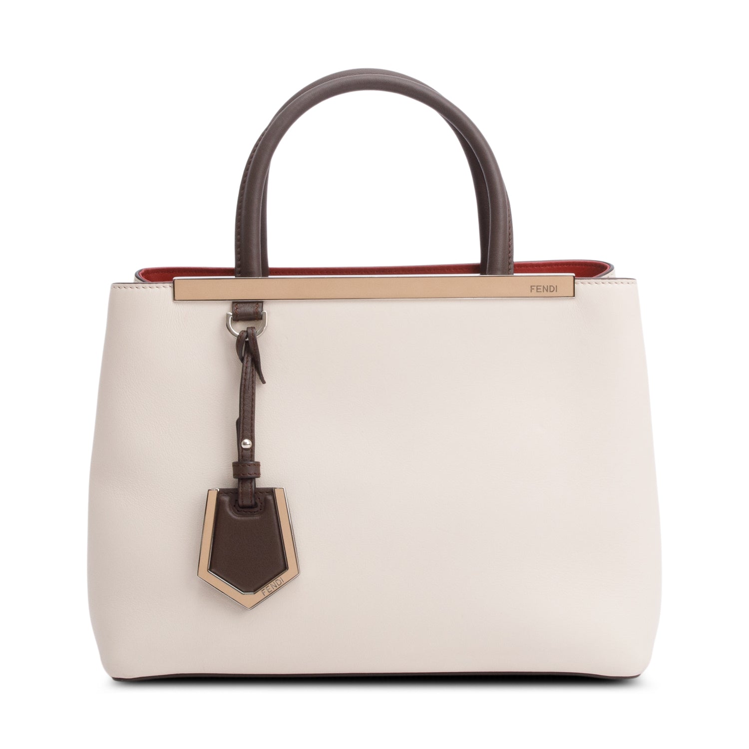 Fendi Creme Vitello Elite Leather Petite 2Jours Tote w/ Strap