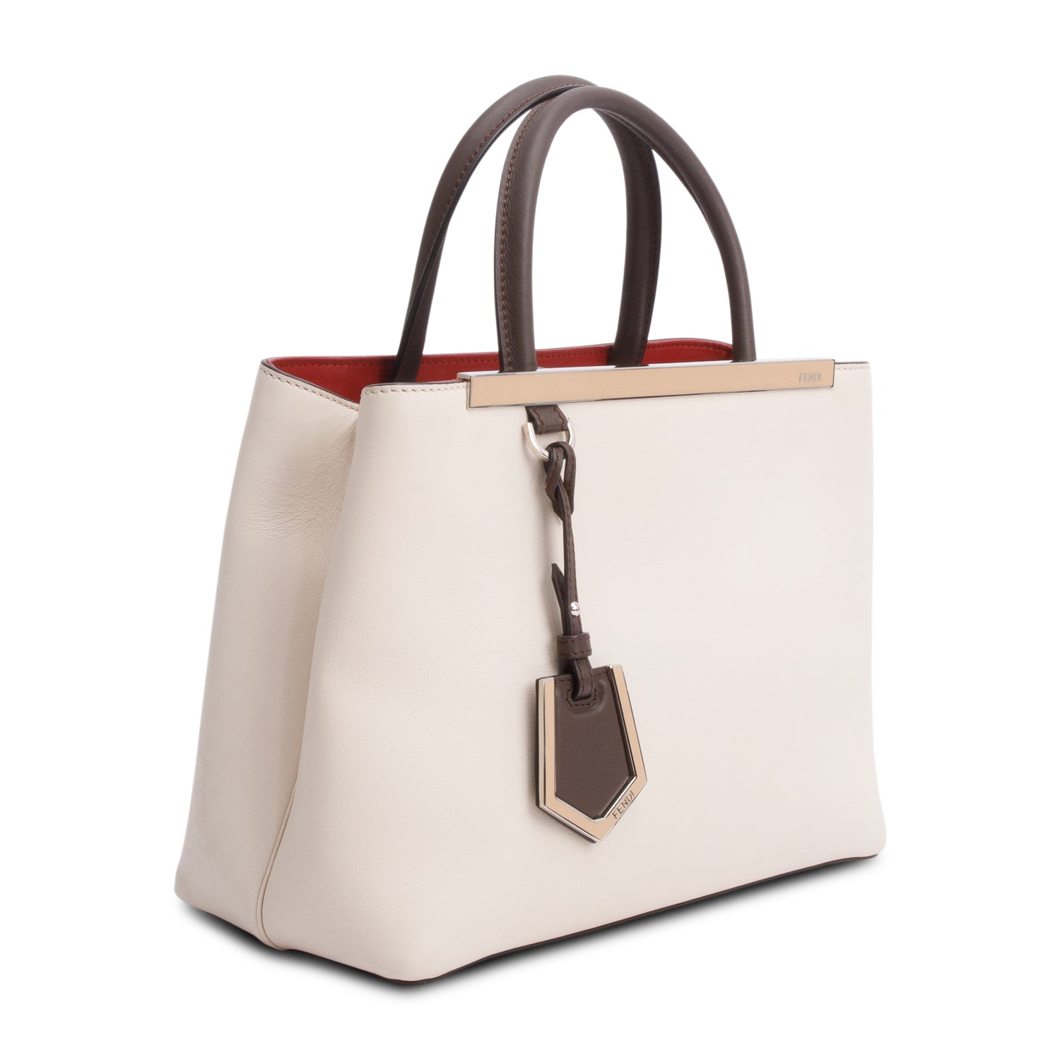 Fendi Creme Vitello Elite Leather Petite 2Jours Tote w/ Strap