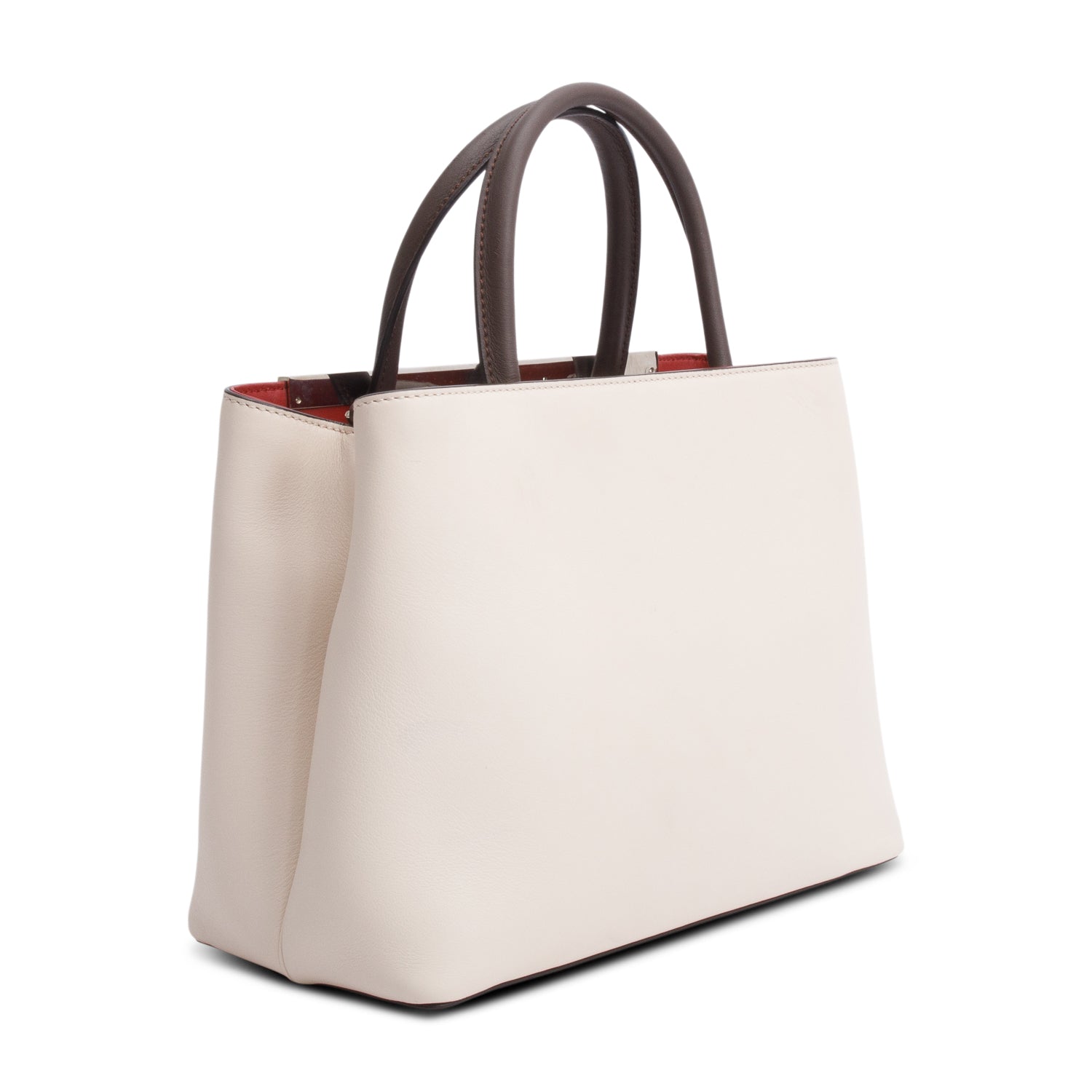 Fendi Creme Vitello Elite Leather Petite 2Jours Tote w/ Strap
