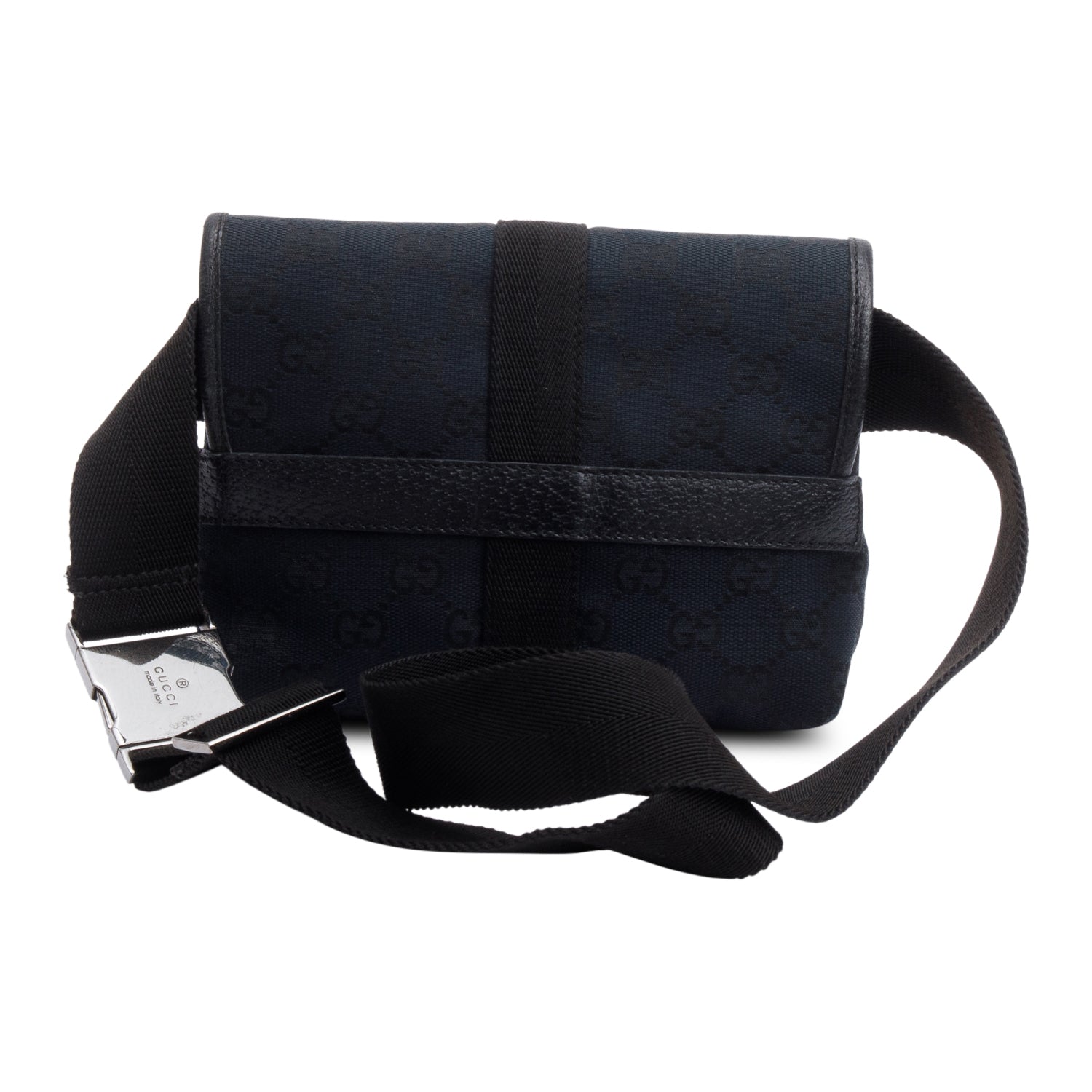 Gucci Black GG Canvas Buckle Waist Bag