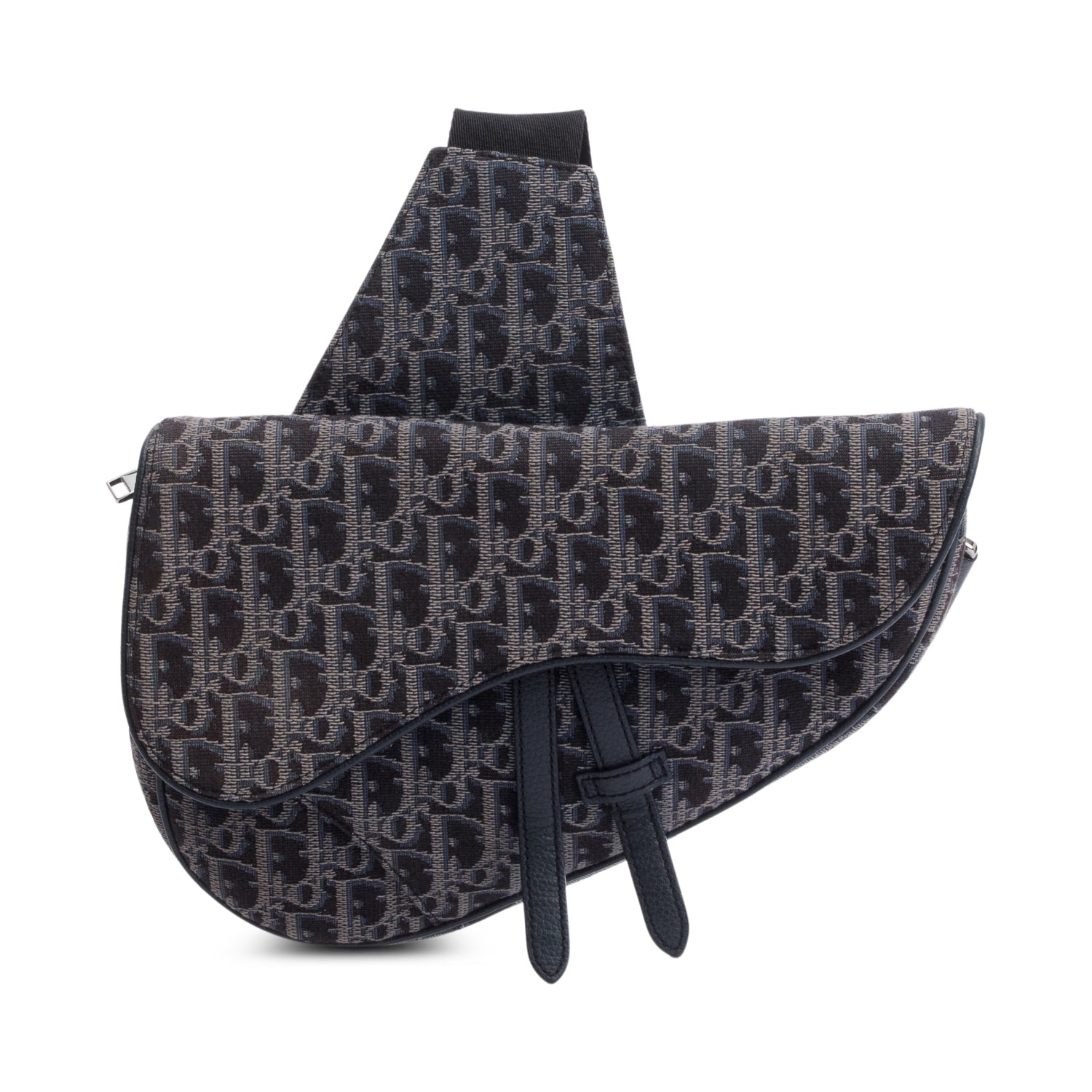 Christian Dior Black Oblique Jacquard Saddle Bag