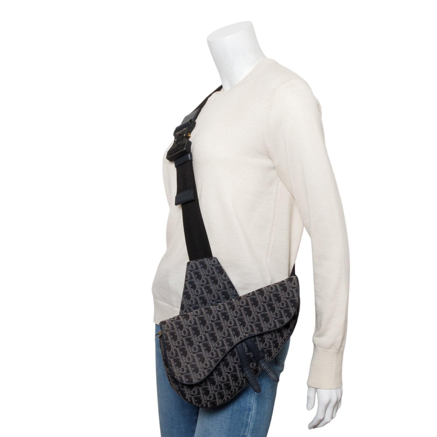 Christian Dior Black Oblique Jacquard Saddle Bag