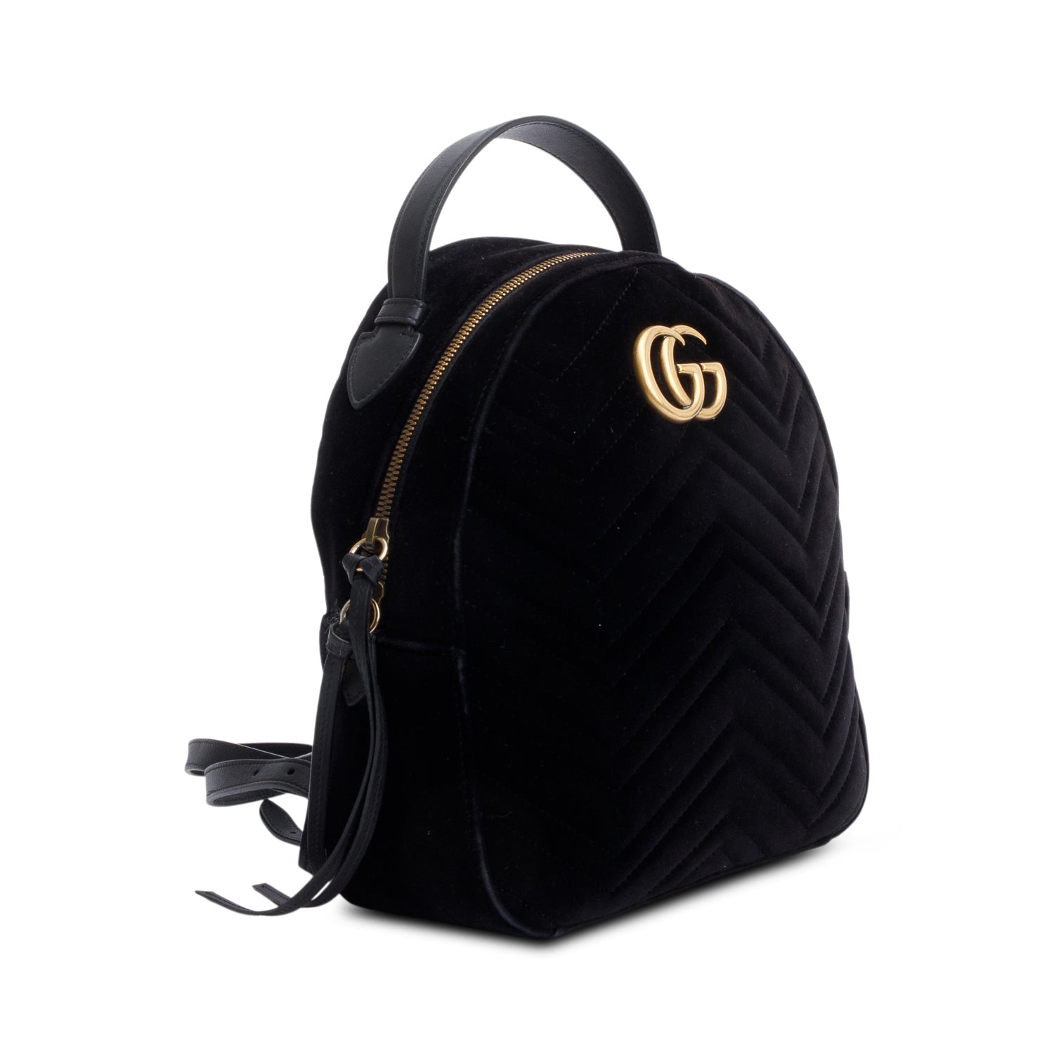 Gucci Black GG Marmont Matelasse Velvet Dome Backpack