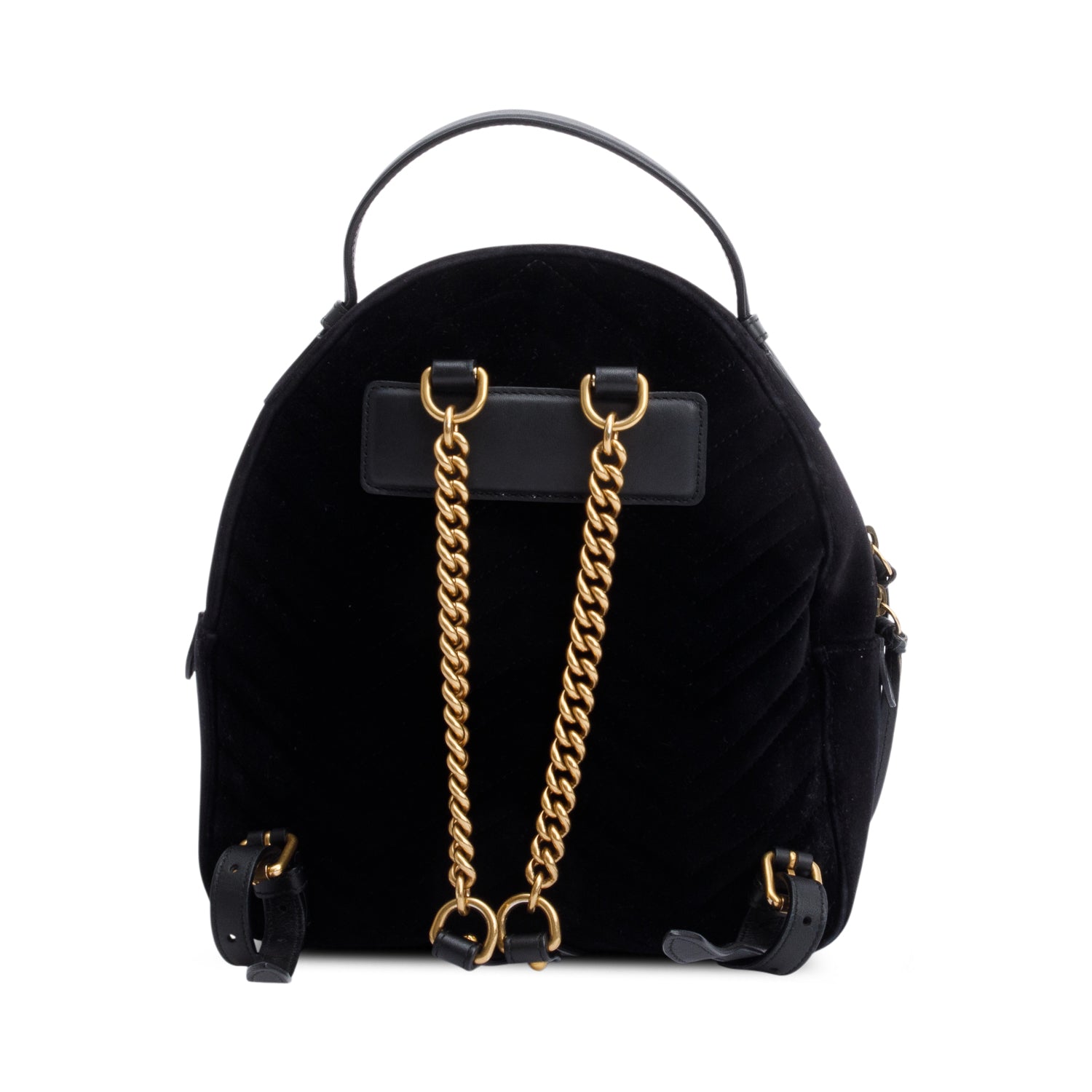 Gucci Black GG Marmont Matelasse Velvet Dome Backpack