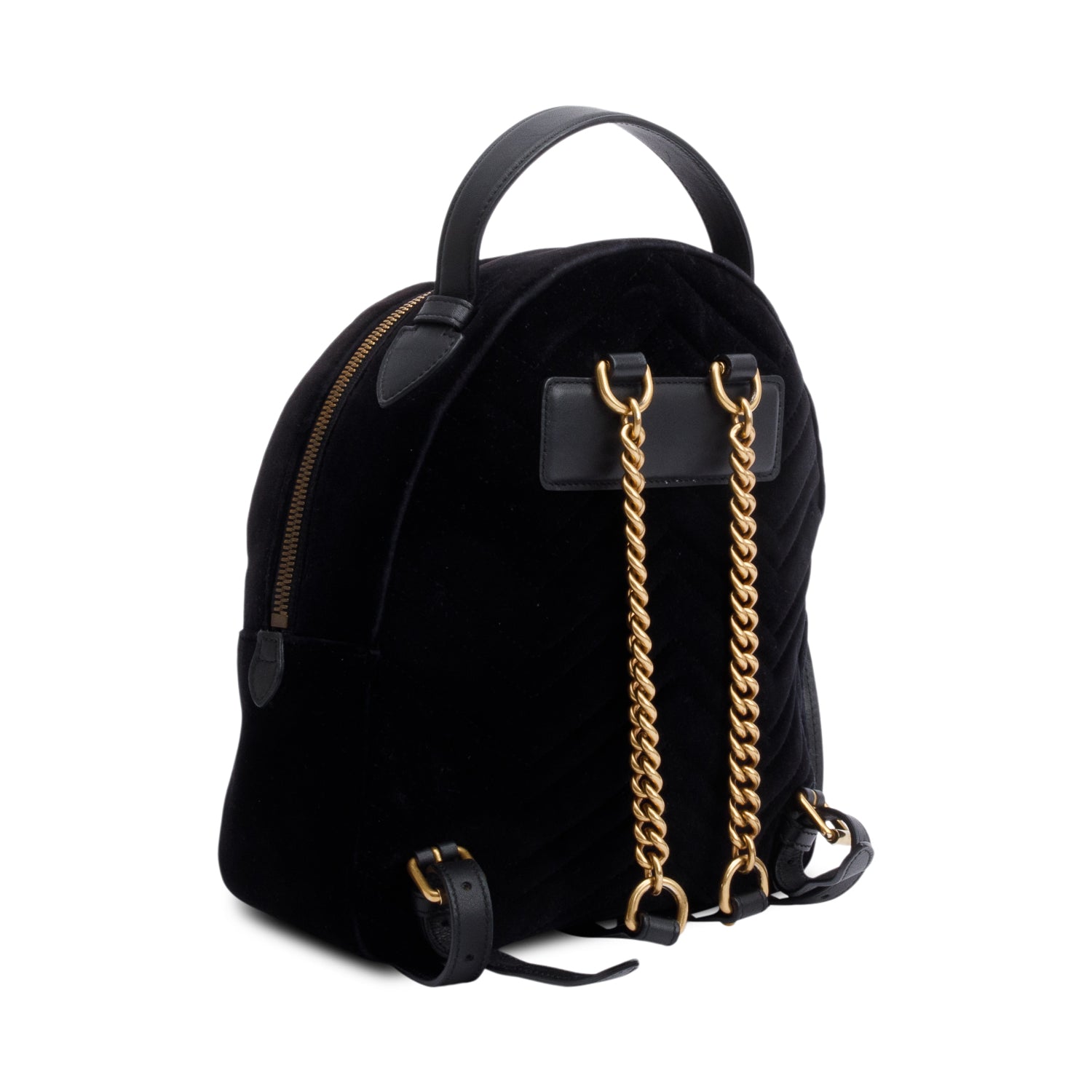 Gucci Black GG Marmont Matelasse Velvet Dome Backpack
