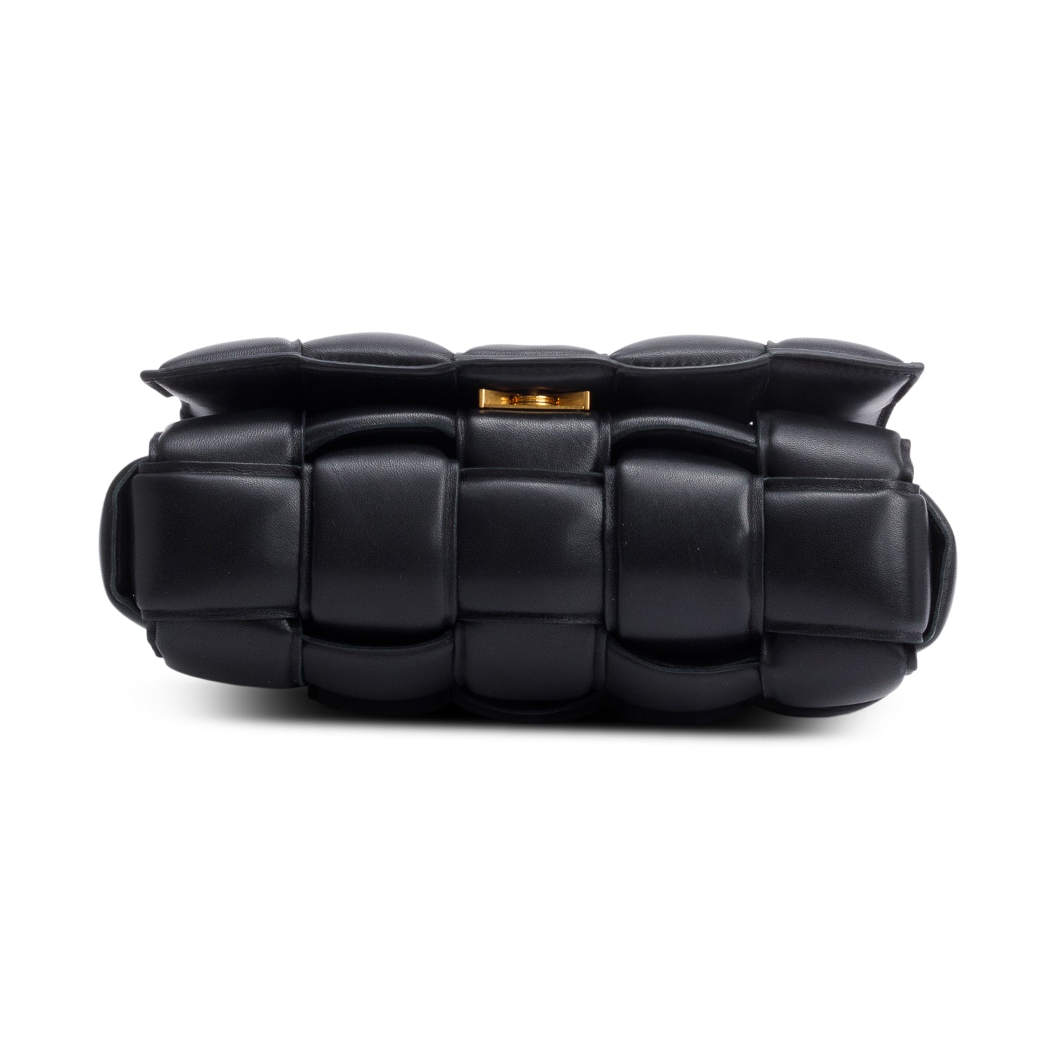 Bottega Veneta Black Intreccio Nappa Padded Leather Maxi Chain Cassette Bag