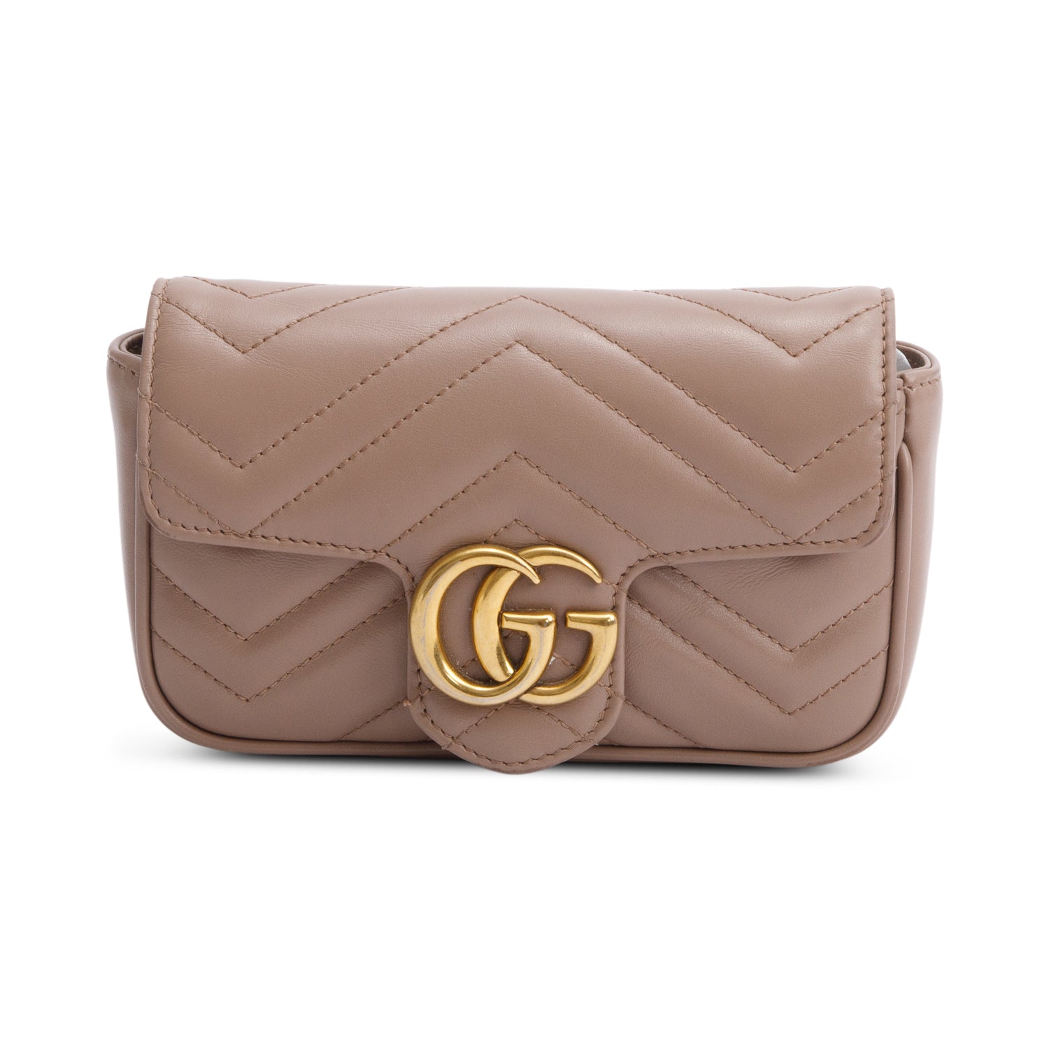 Gucci Beige GG Marmont Matelasse Leather Super Mini Bag w/ Box & Receipt