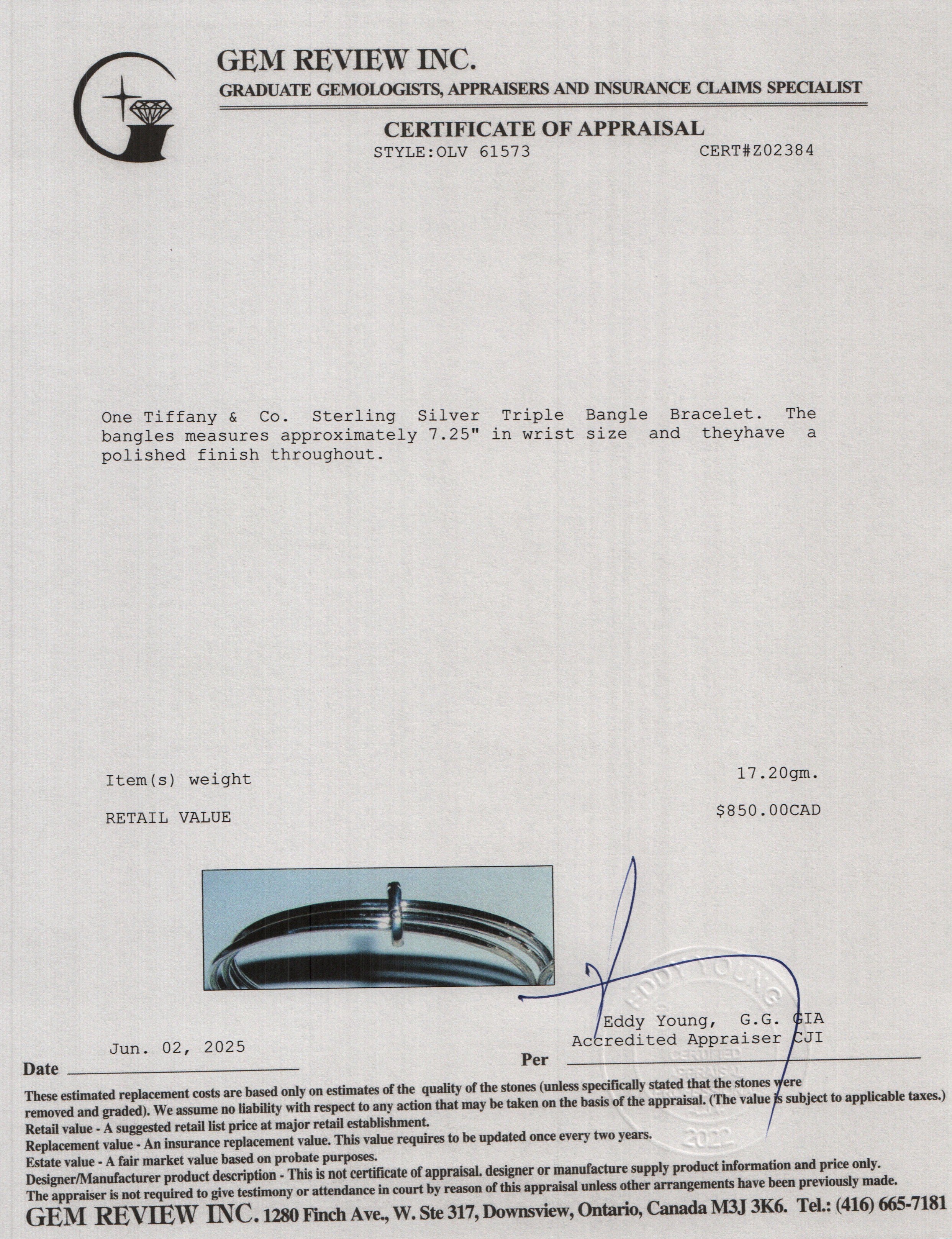 Tiffany & Co. Sterling Silver Triple Bangle Bracelet