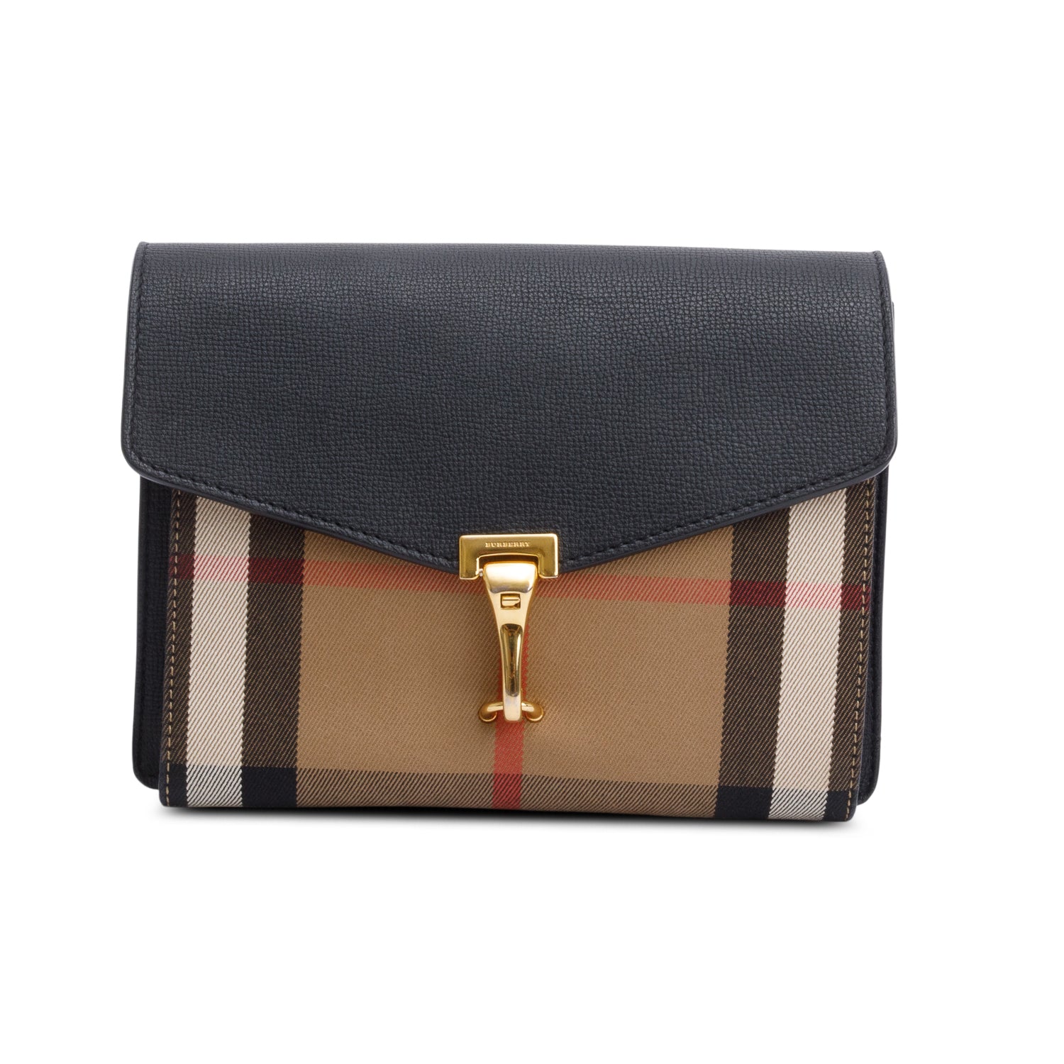 Burberry Black Calfskin House Check Macken Crossbody Bag