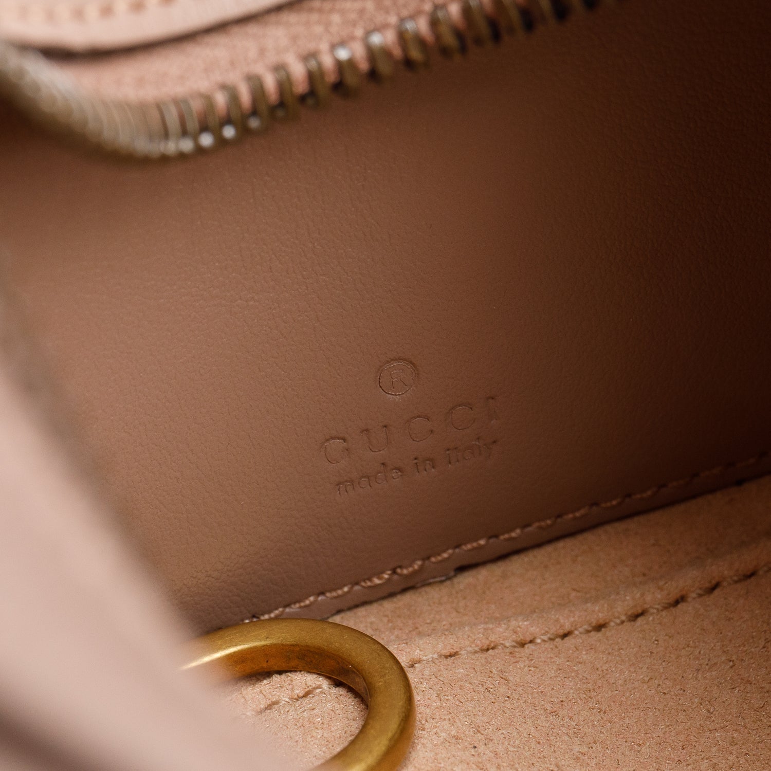 Gucci Beige GG Marmont Half-Moon Shaped Mini Bag w/ Strap & Box