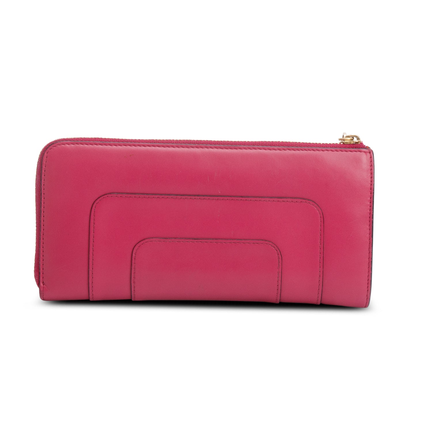 BVLGARI Pink Calfskin Leather Serpenti Forever Zip Wallet