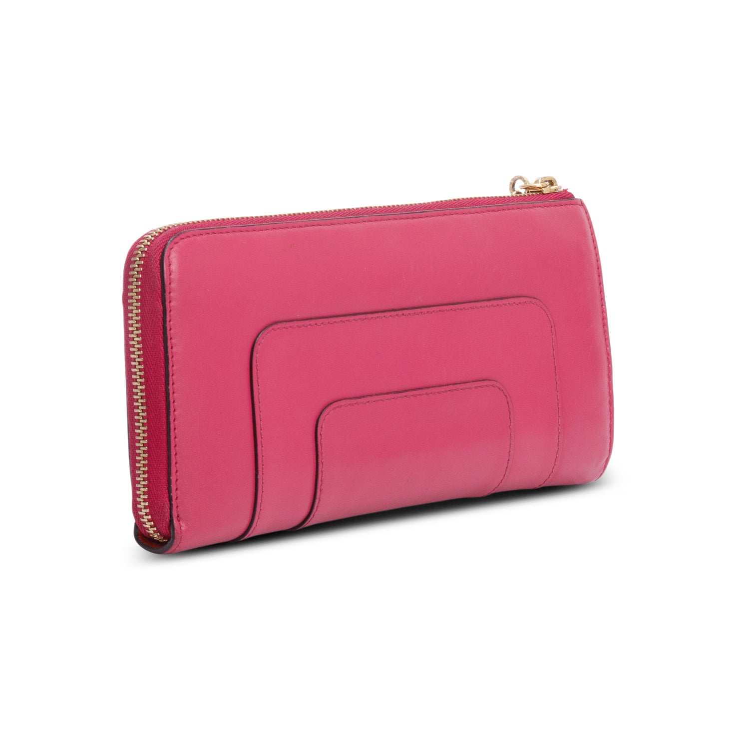 BVLGARI Pink Calfskin Leather Serpenti Forever Zip Wallet