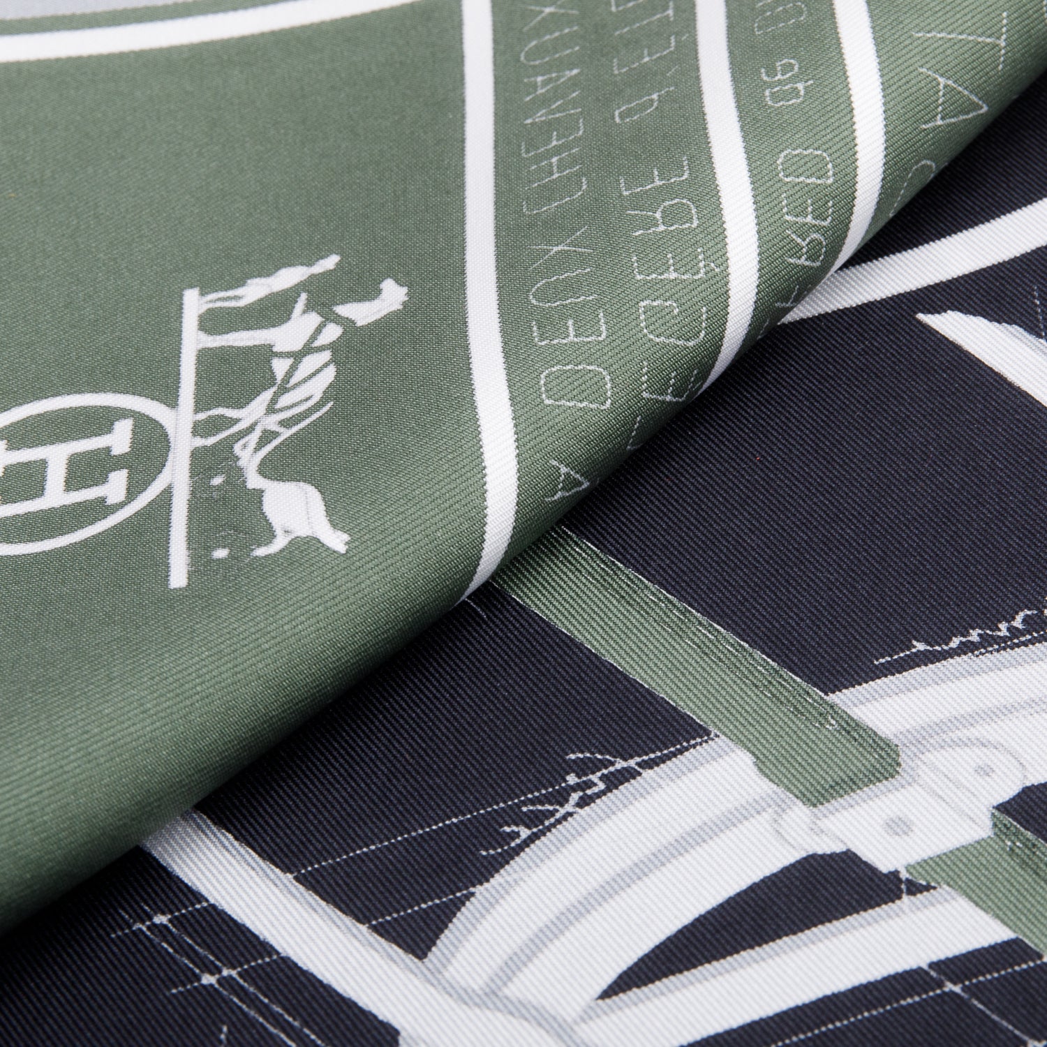 Hermes Noir/Kaki/Creme 'Petit Duc' Silk Scarf 90 w/ Box