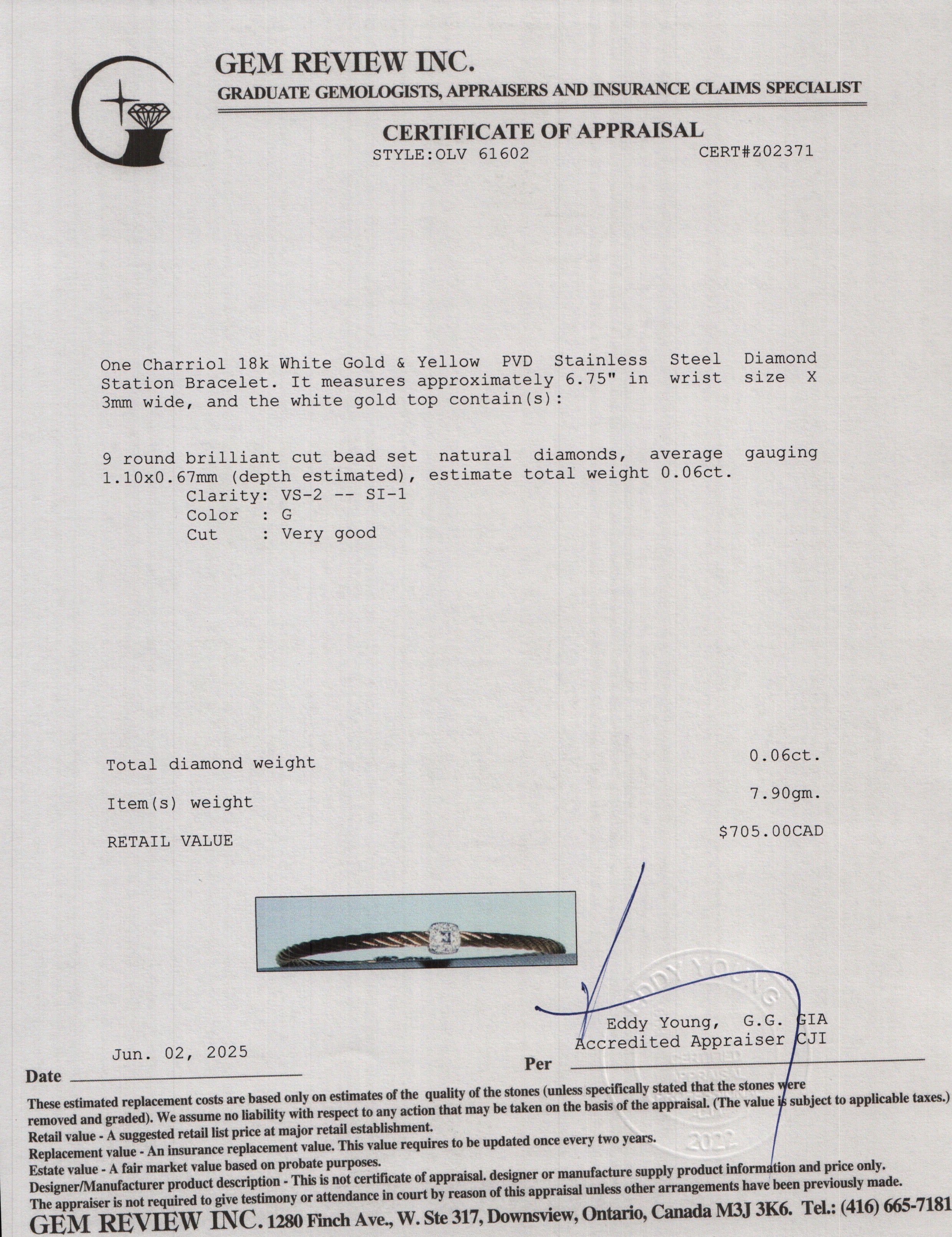 Charriol 18k White Gold & Yellow PVD Stainless Steel Diamond Station Bracelet