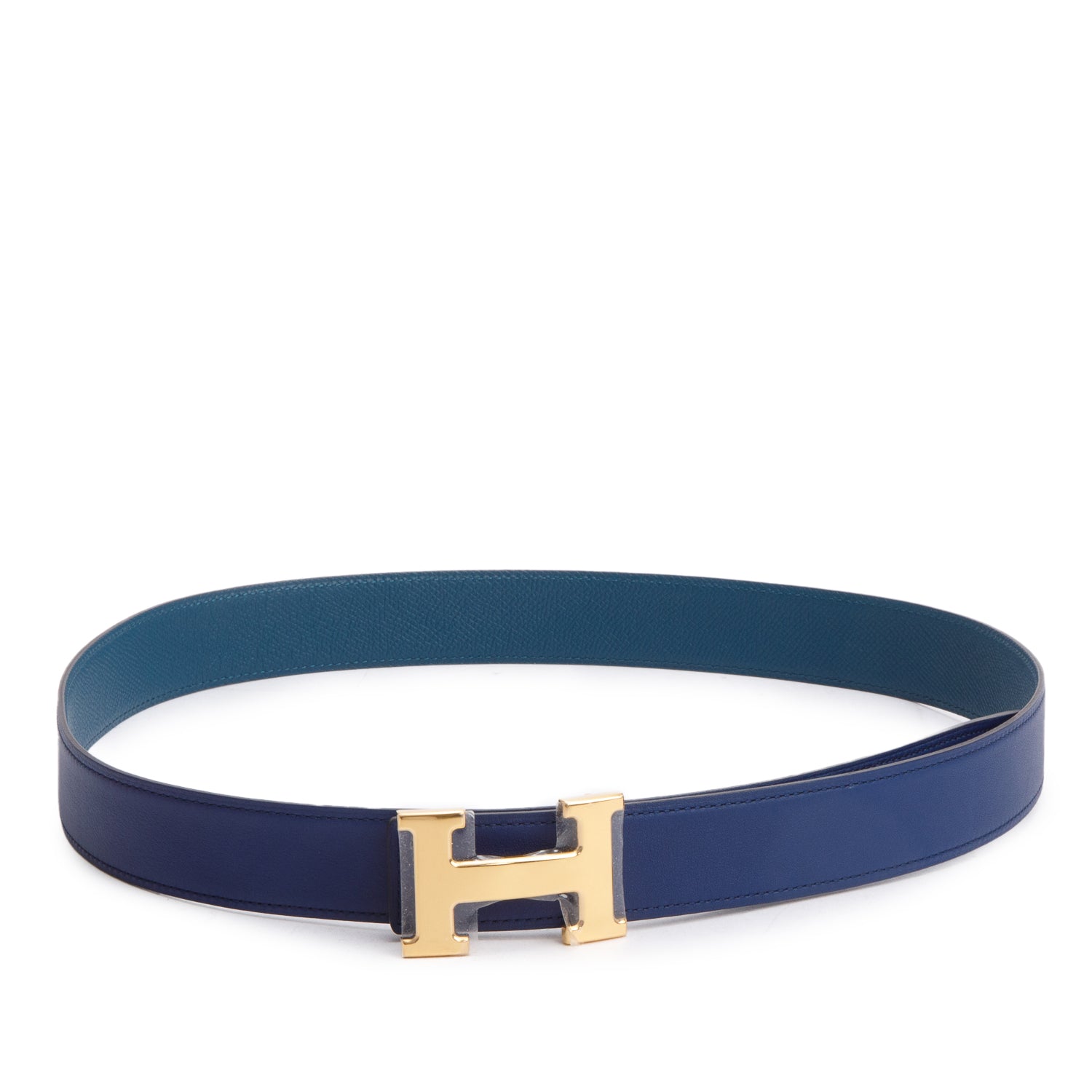 Hermes Bleu Nuit Box Bleu Navy Togo Leather Reversible 32 MM H Belt Kit, Size 95 w/ Box