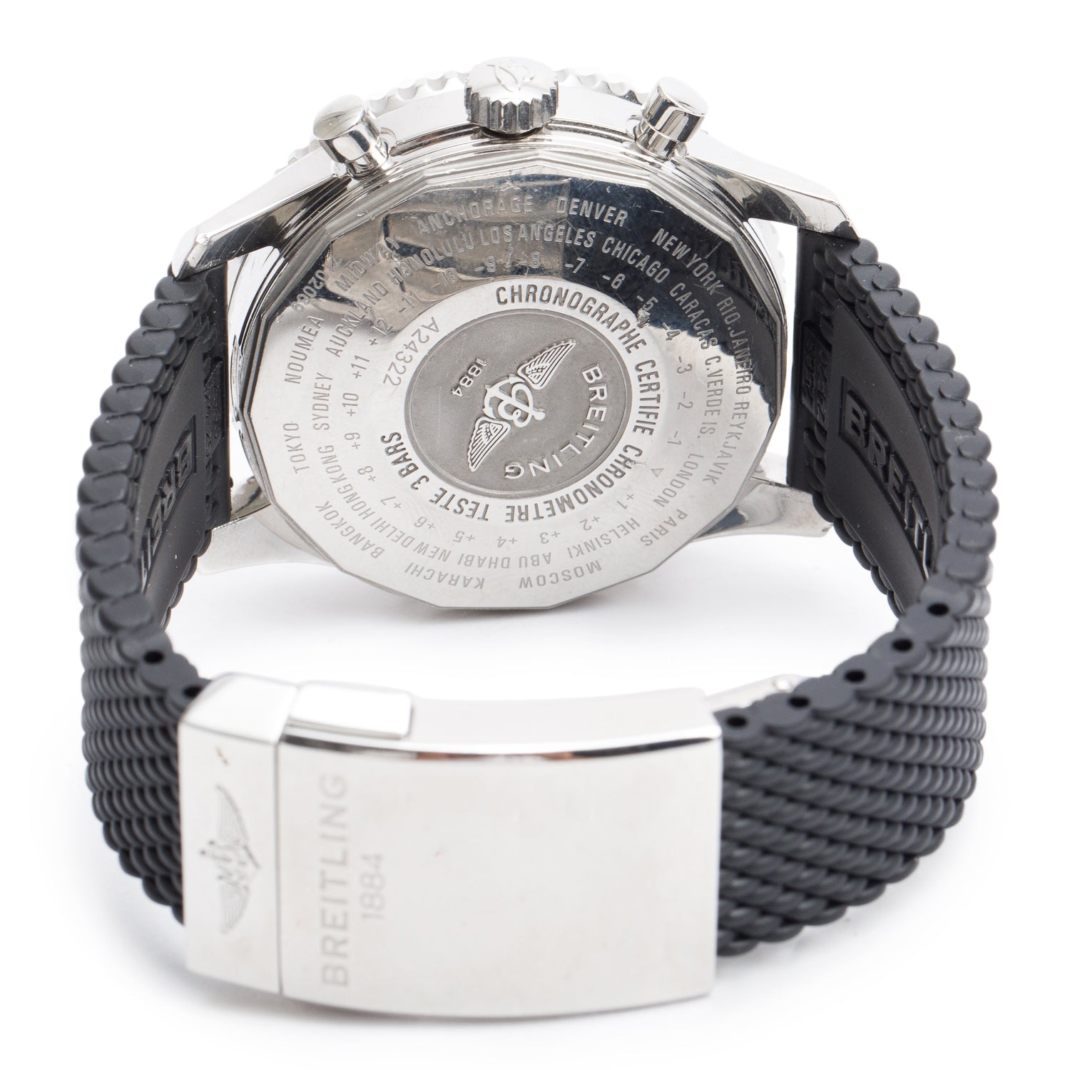 Breitling Stainless Steel Navitimer World GMT 46 MM Chronograph Automatic Watch Black Dial A24322 w/ Box & Papers