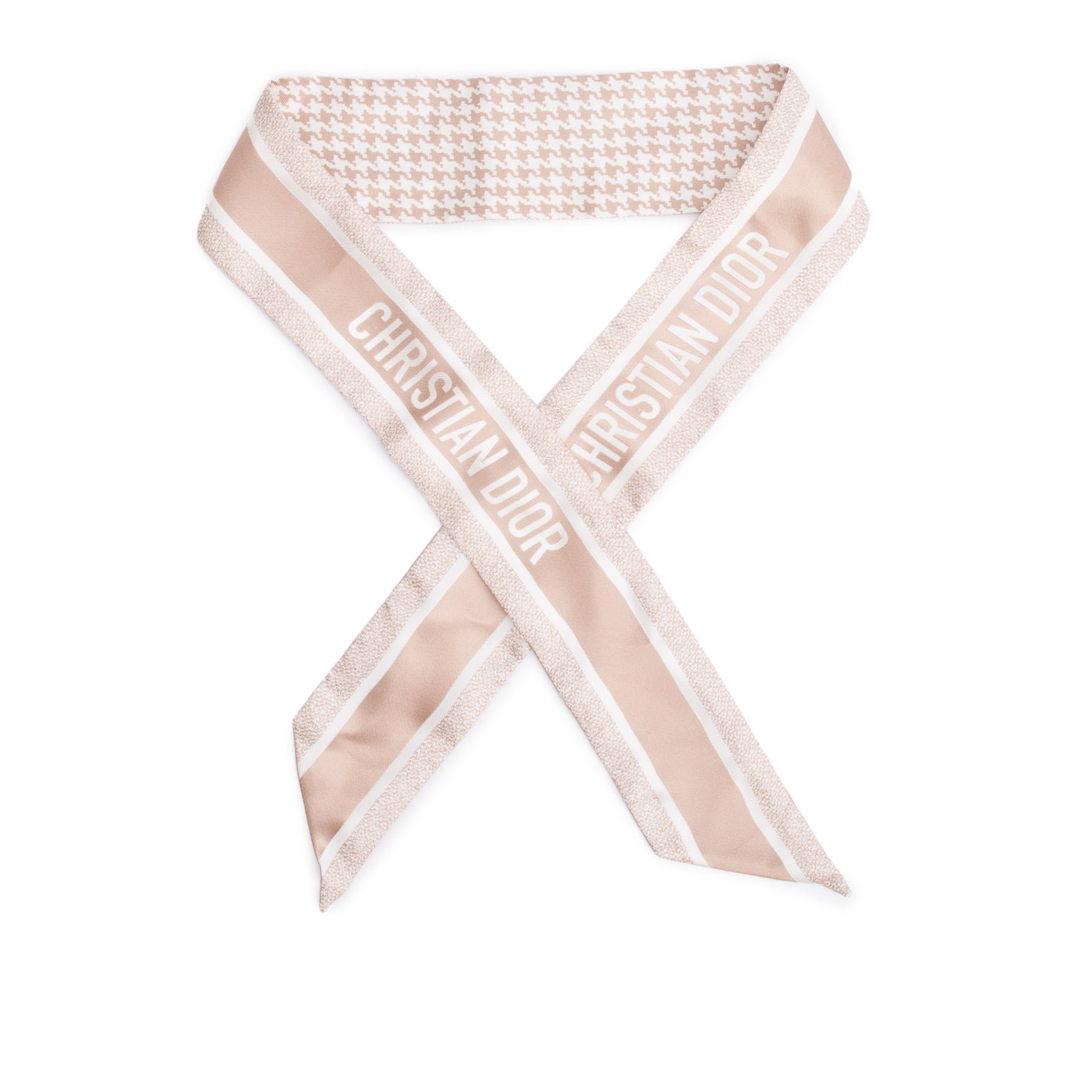 Christian Dior Brown Silk Oblique Jacuqrd Bandeau w/ Box