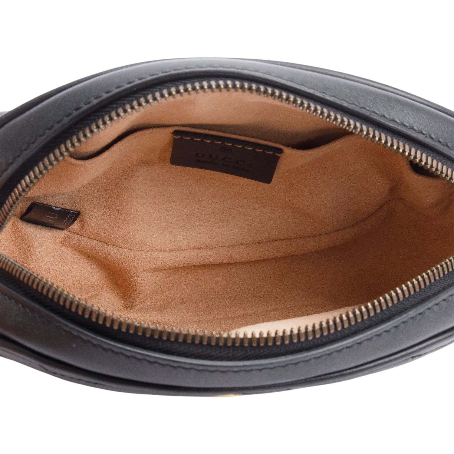 Gucci Black GG Marmont Matelasse Leather Belt Bag, Size 95