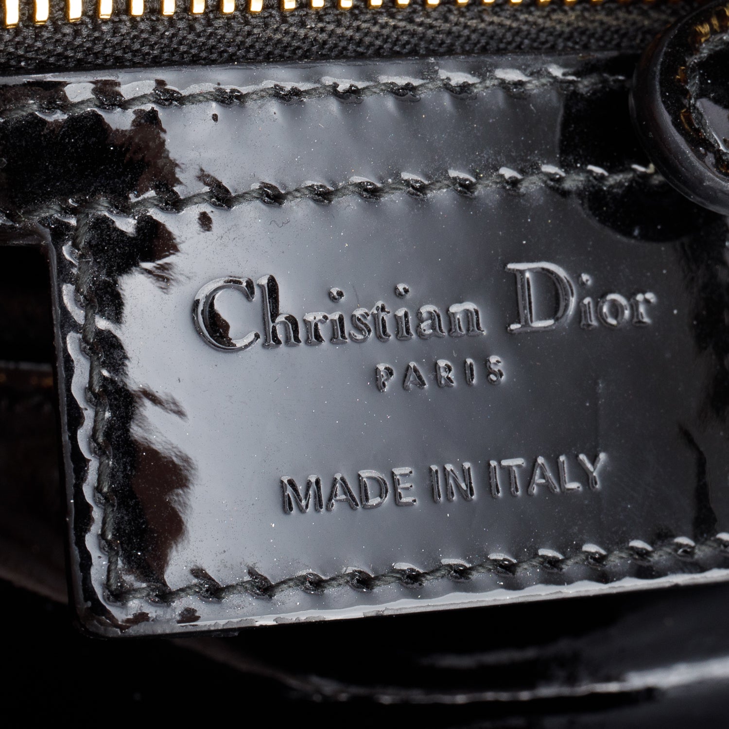 Christian Dior Black Cannage Patent Leather Medium Lady Dior Bag w/ Strap