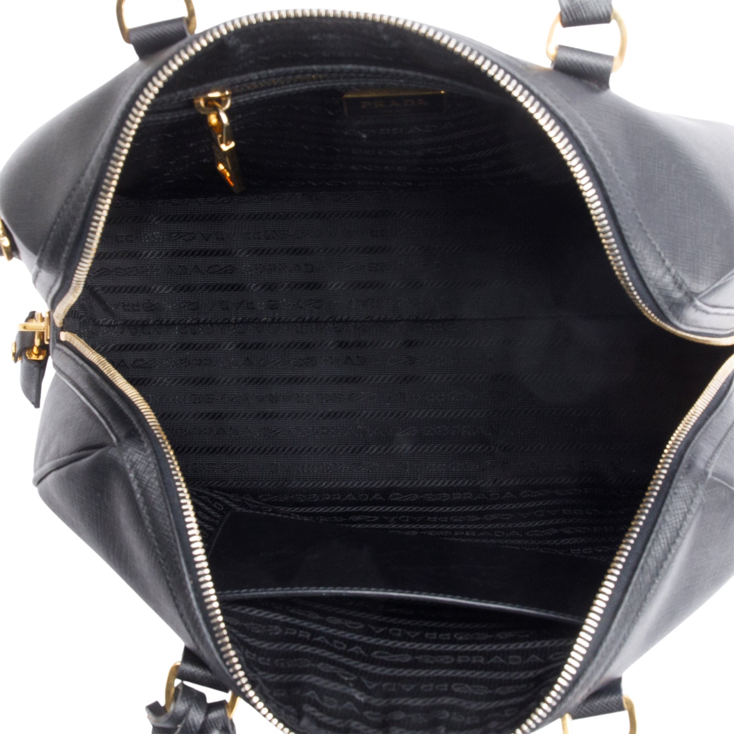 Prada Black Saffiano Lux Bowler Bag w/ Authenticity Card