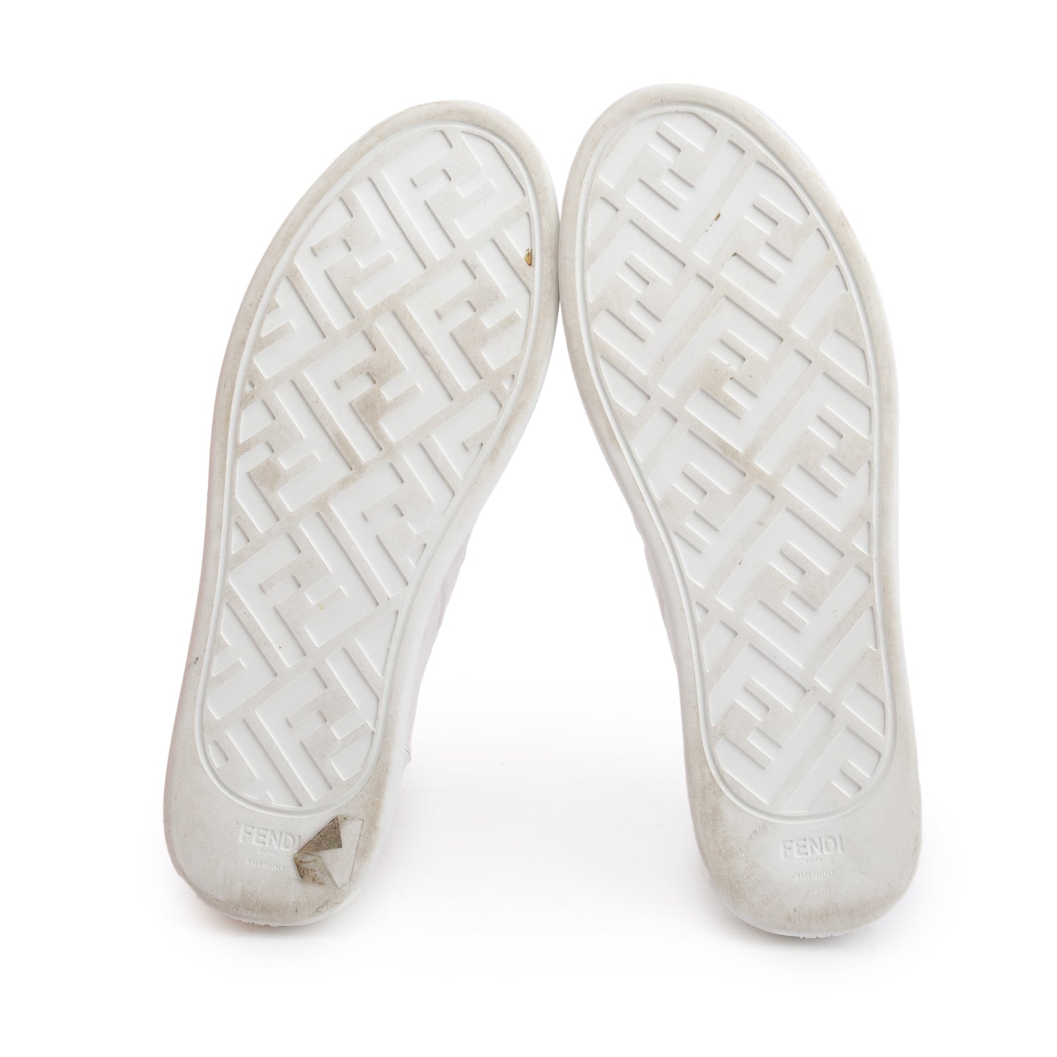 Fendi White FF Embossed Nappa Leather Sneakers, Size 39 w/ Box