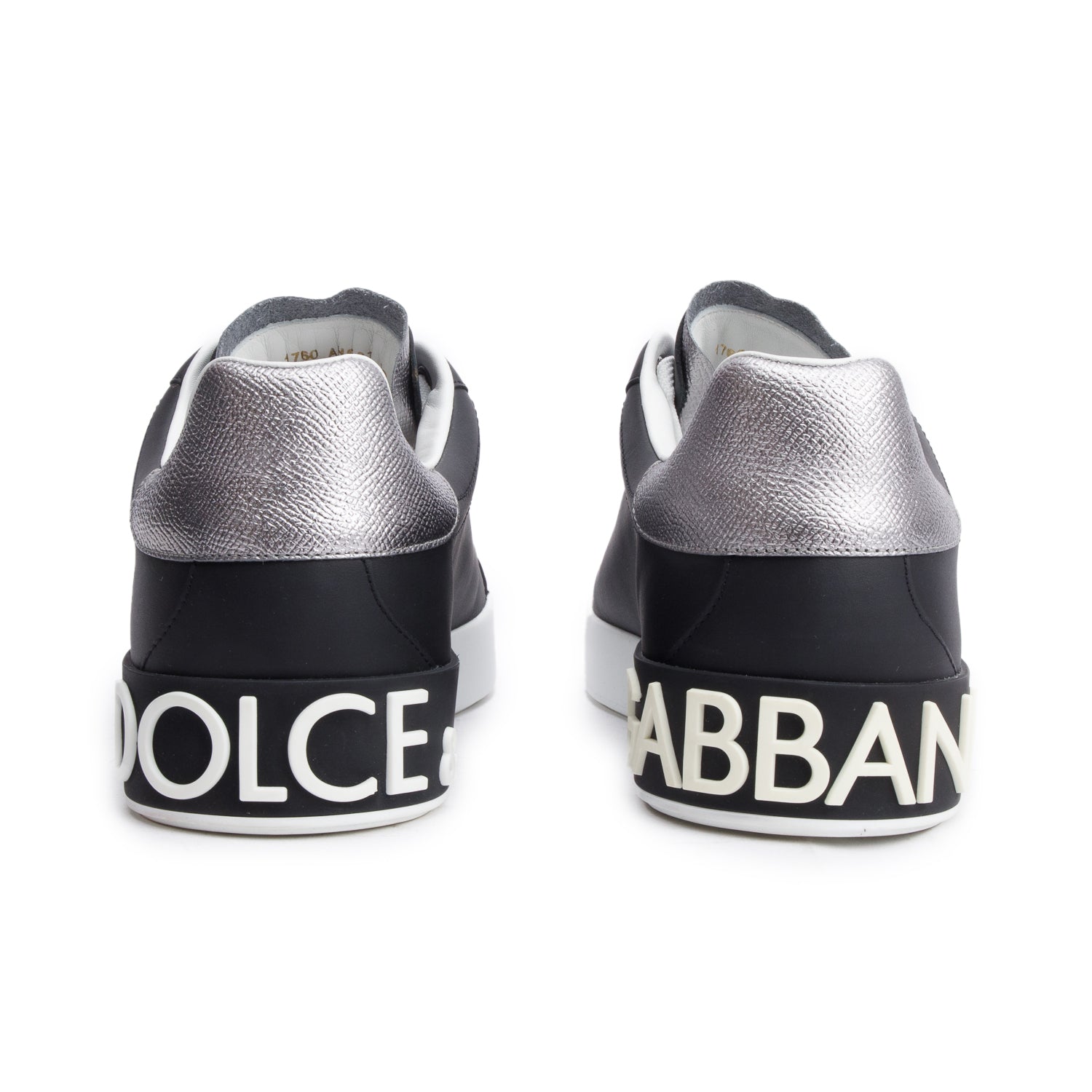 Dolce & Gabbana Black/White Leather Signature Logo Sneaker, Size 10 w/ Box