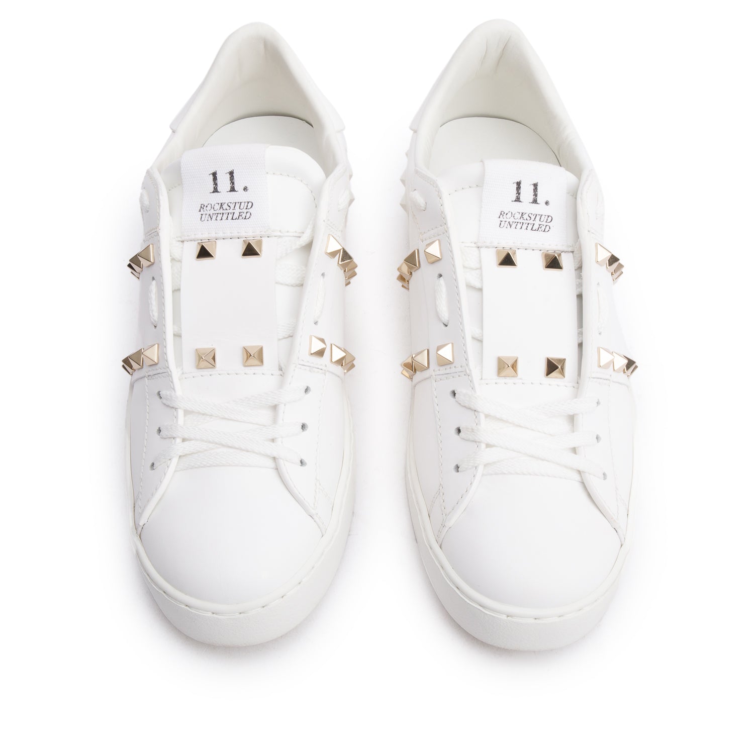 Valentino White Leather Rockstud Untitled Sneakers, Size 38 w/ Box
