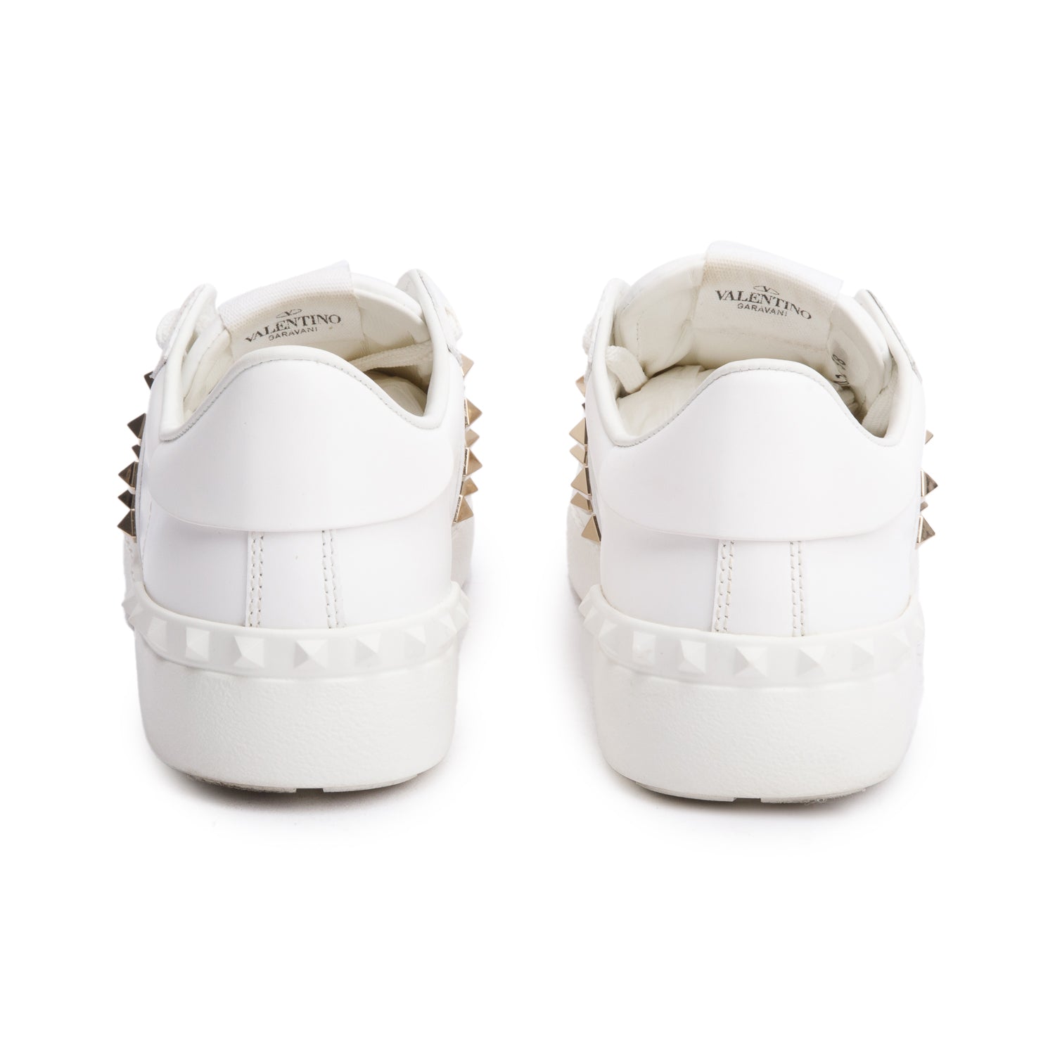 Valentino White Leather Rockstud Untitled Sneakers, Size 38 w/ Box