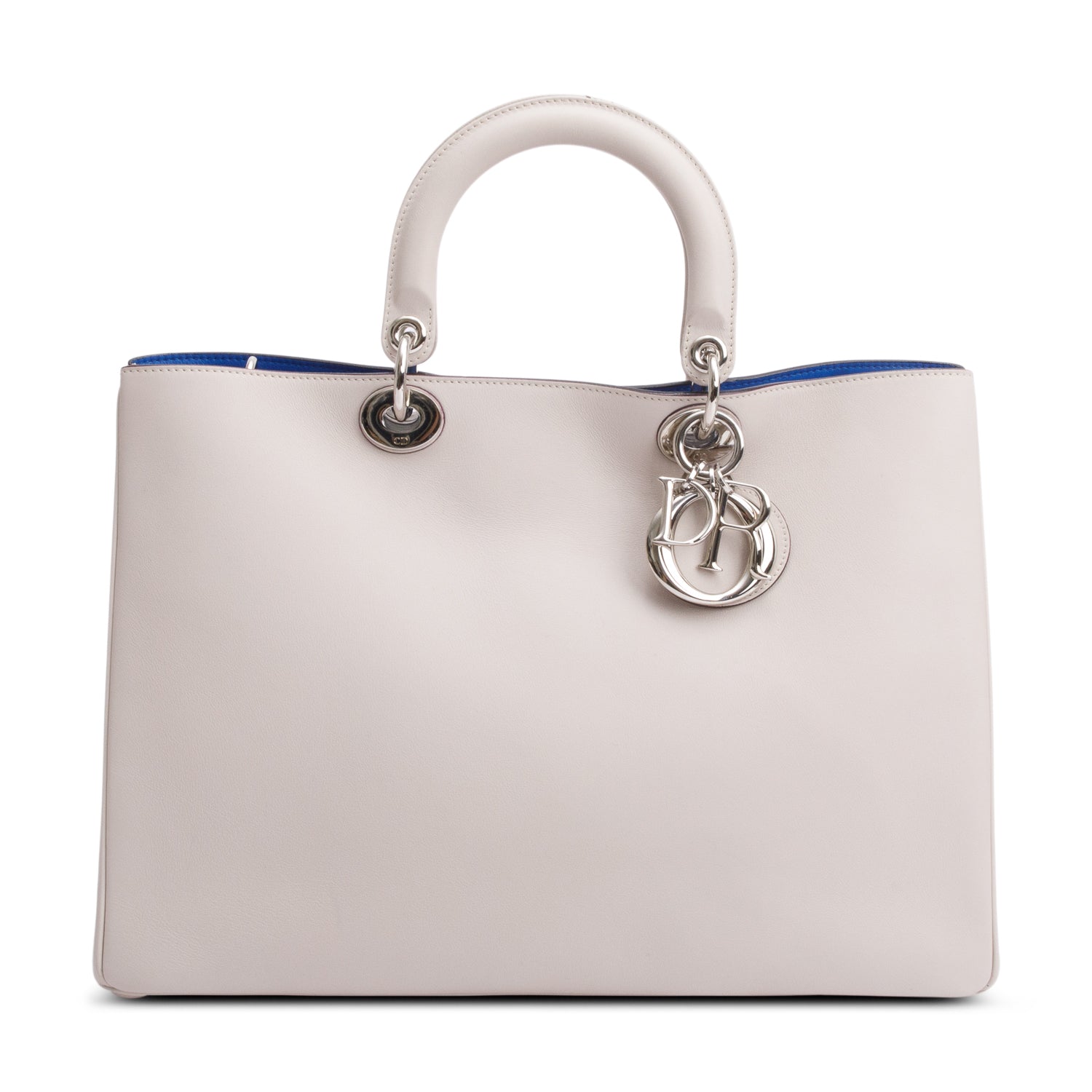 Christian Dior Ivory Calfskin Leather Large Diorissimo Tote w/ Pouch