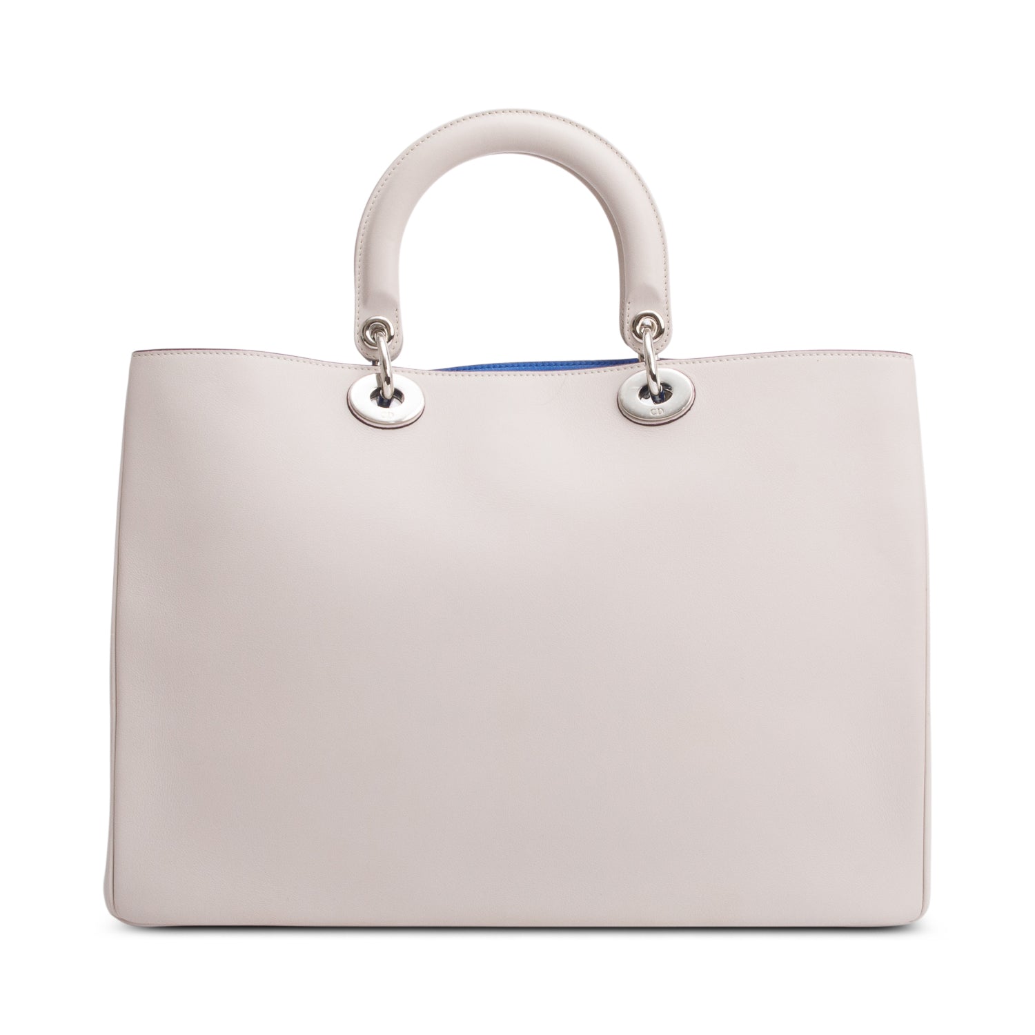 Christian Dior Ivory Calfskin Leather Large Diorissimo Tote w/ Pouch