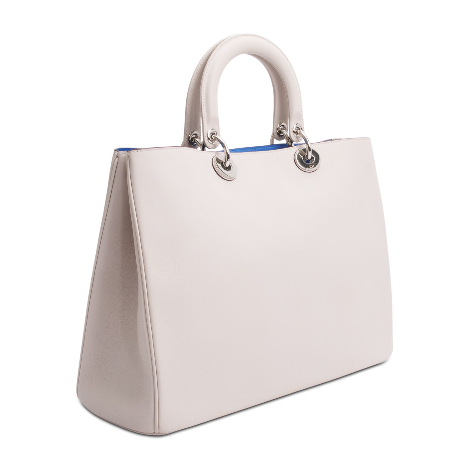 Christian Dior Ivory Calfskin Leather Large Diorissimo Tote w/ Pouch