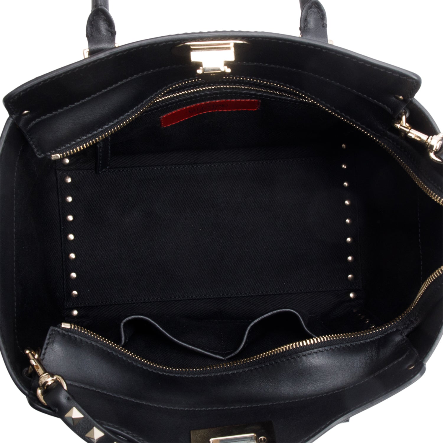 Valentino Black Calfskin Leather Small Rockstud Tote Bag w/ Strap