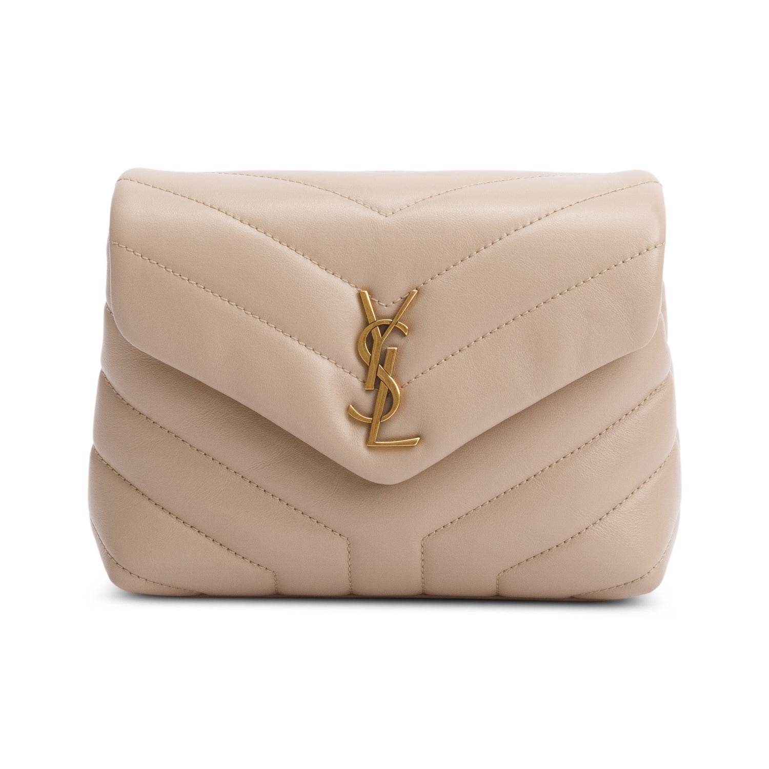 Saint Laurent 2021 Beige Monogram Matelasse Toy Loulou Crossbody Bag
