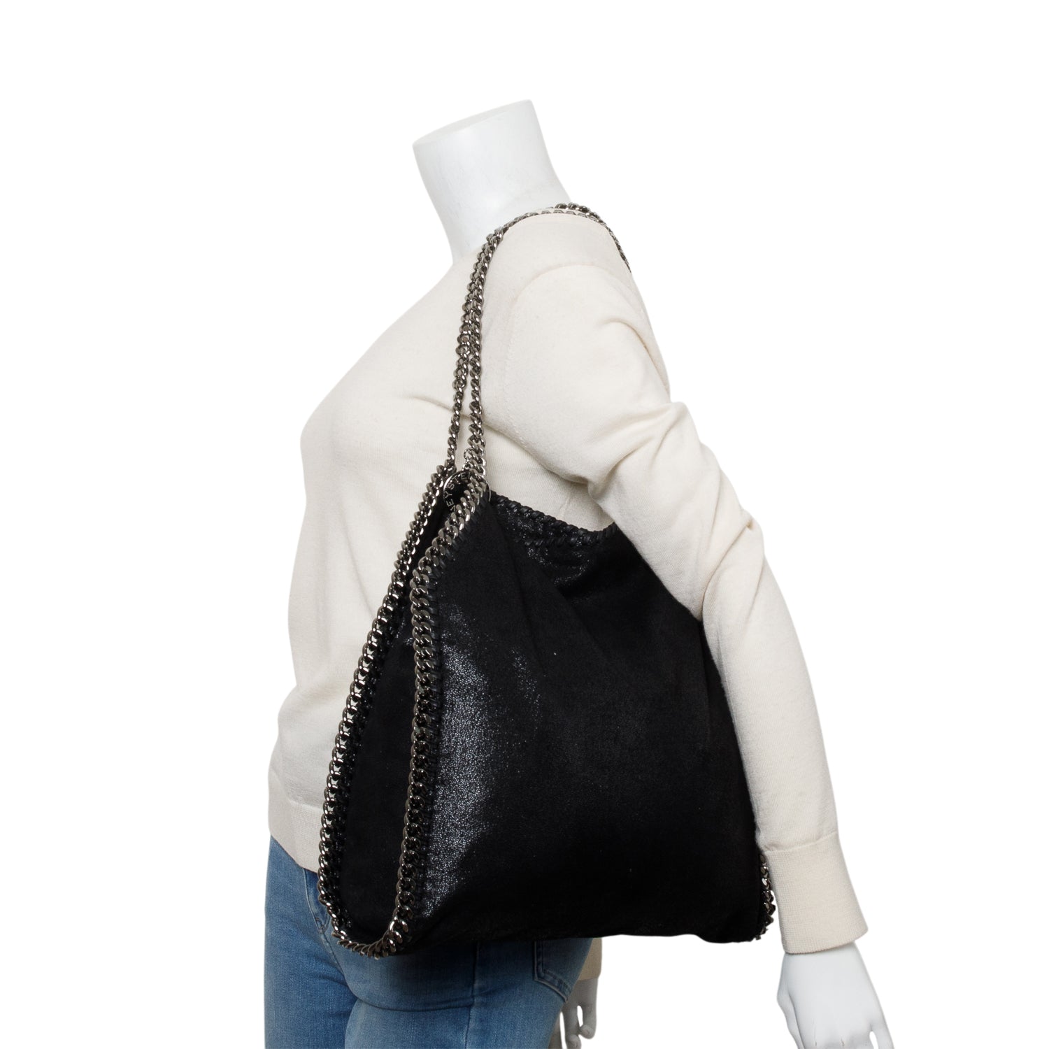 Stella McCartney Black Shaggy Deerskin Falabella tote