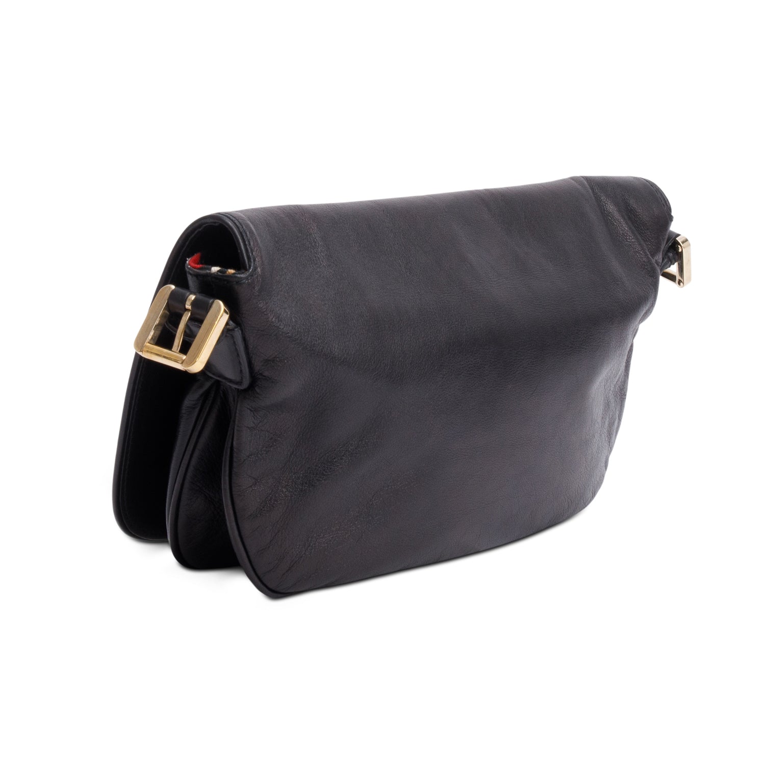 Gucci Black Leather GG Britt Flap Shoulder Bag