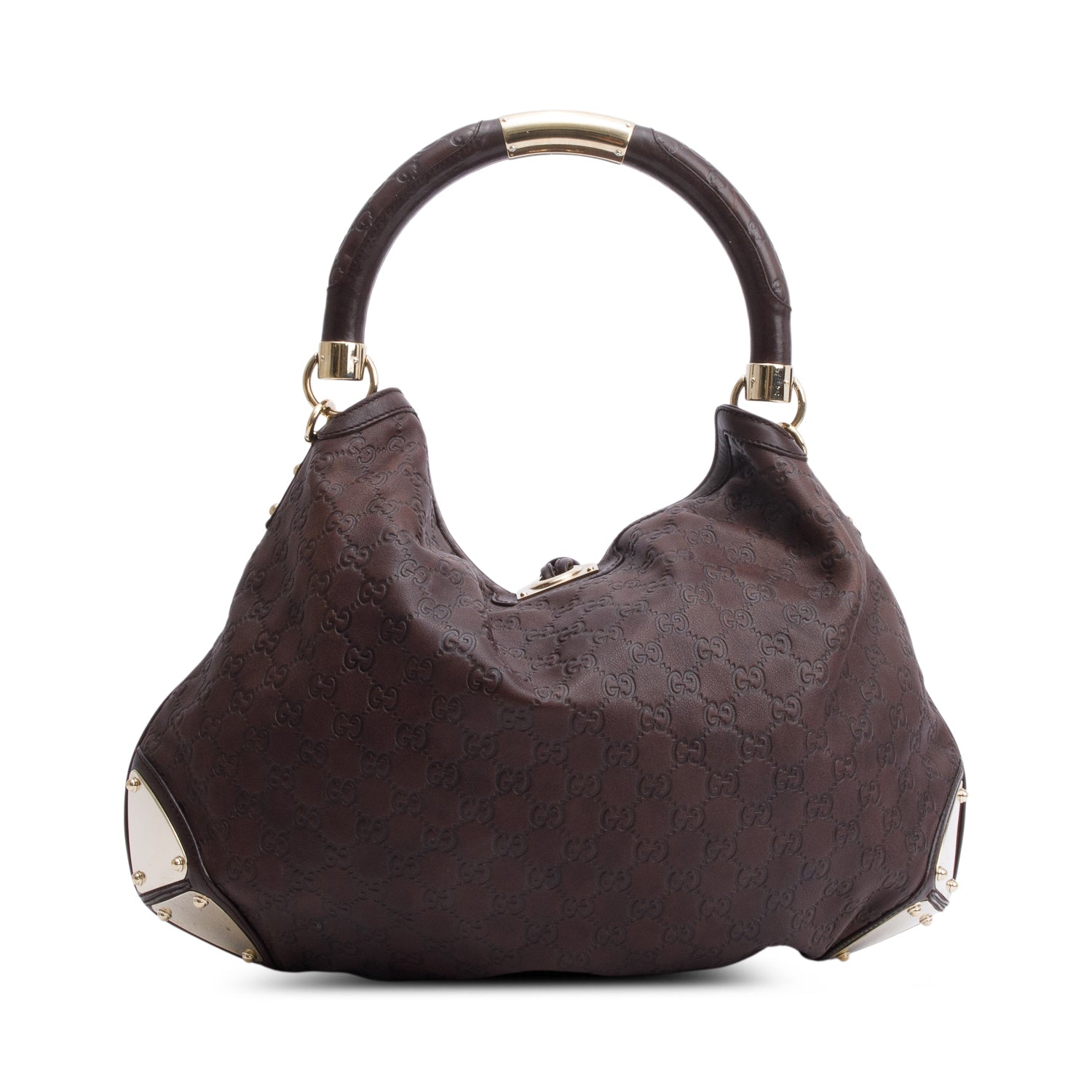 Gucci Brown Guccissima Leather Large Bamboo Indy Tassel Hobo w/ Strap