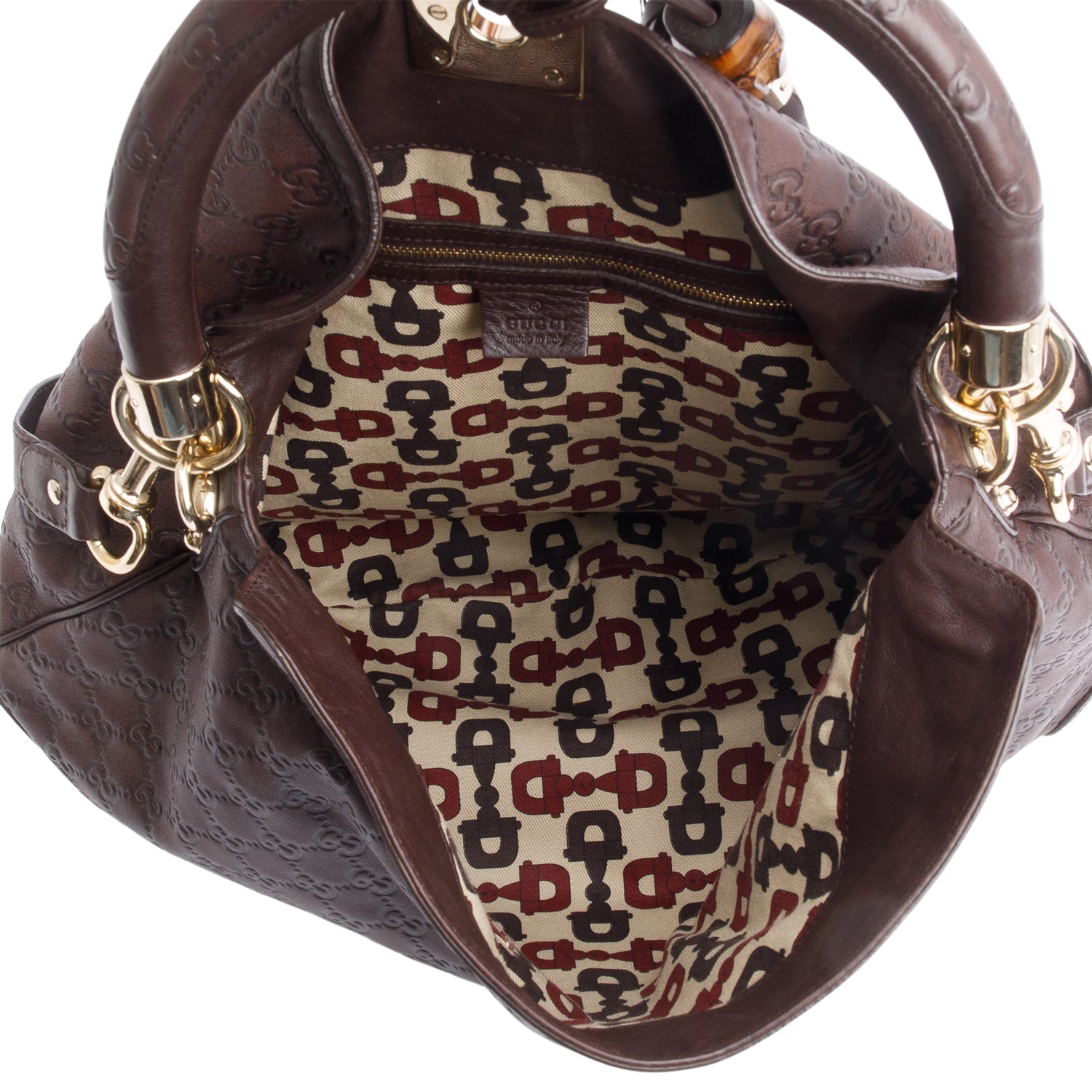 Gucci Brown Guccissima Leather Large Bamboo Indy Tassel Hobo w/ Strap