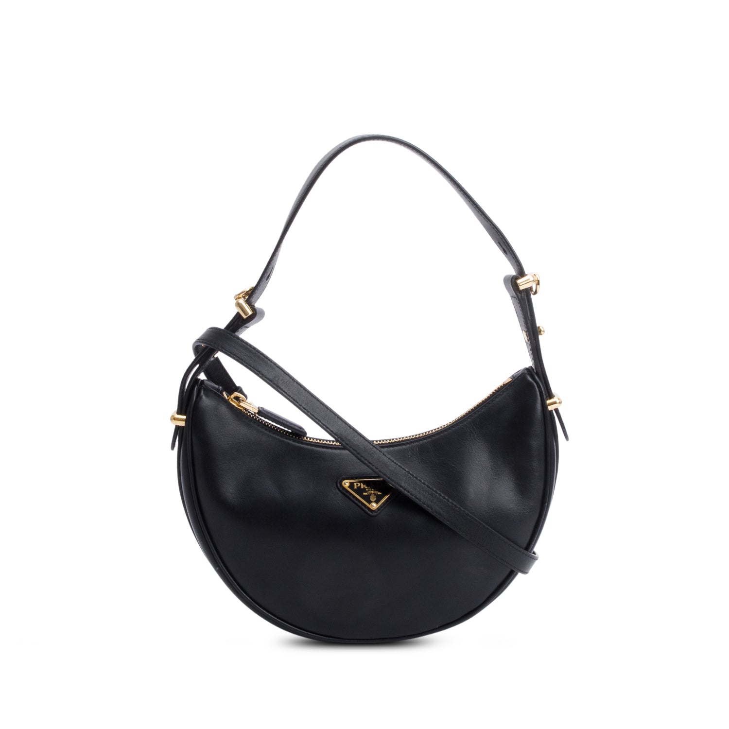 Prada Black Soft Calf Leather Small Arque Shoulder Bag w/ Strap