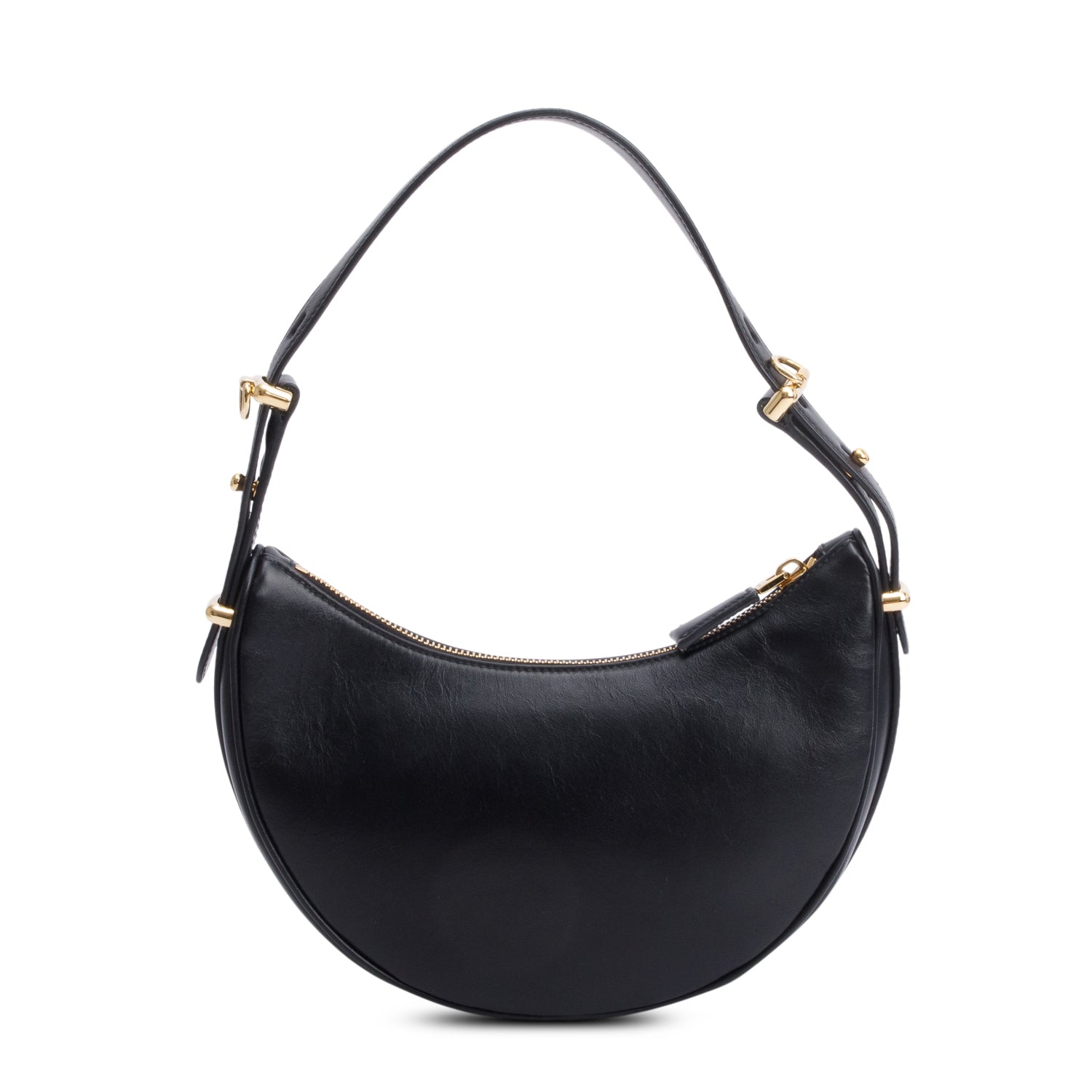 Prada Black Soft Calf Leather Small Arque Shoulder Bag w/ Strap