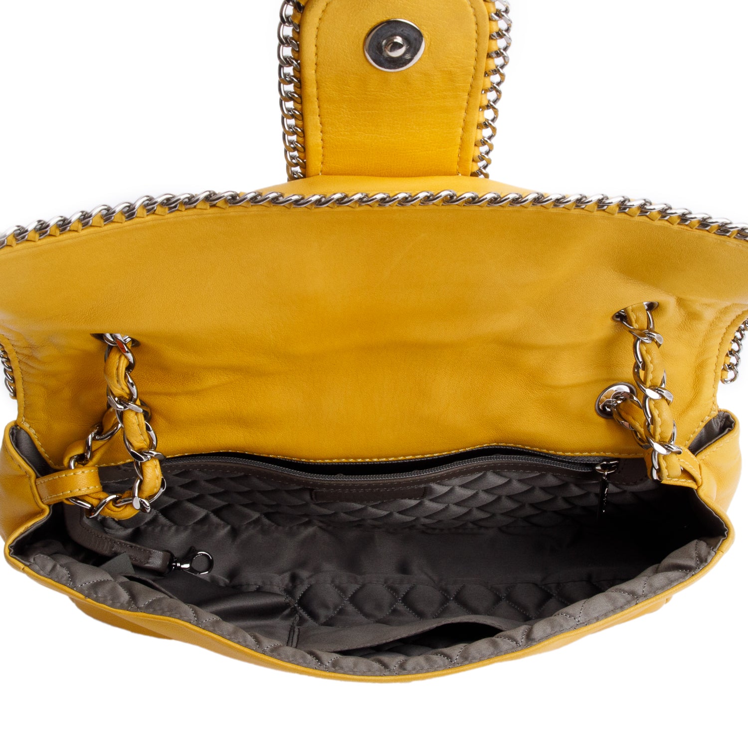 Chanel Yellow Lambskin Leather Large Madison Flap Bag