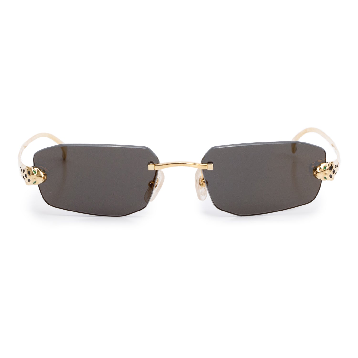 Cartier CT0474S Gold-Plated Metal Frame Panthere De Cartier Square Sunglasses w/ Case