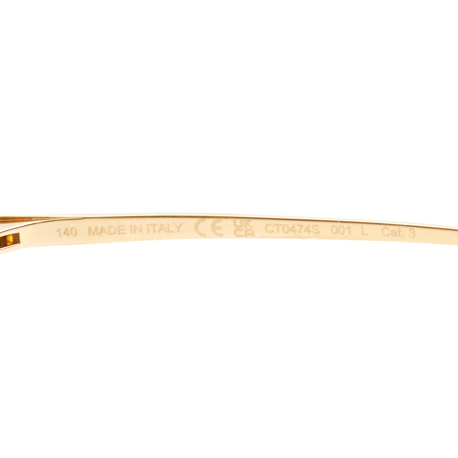 Cartier CT0474S Gold-Plated Metal Frame Panthere De Cartier Square Sunglasses w/ Case