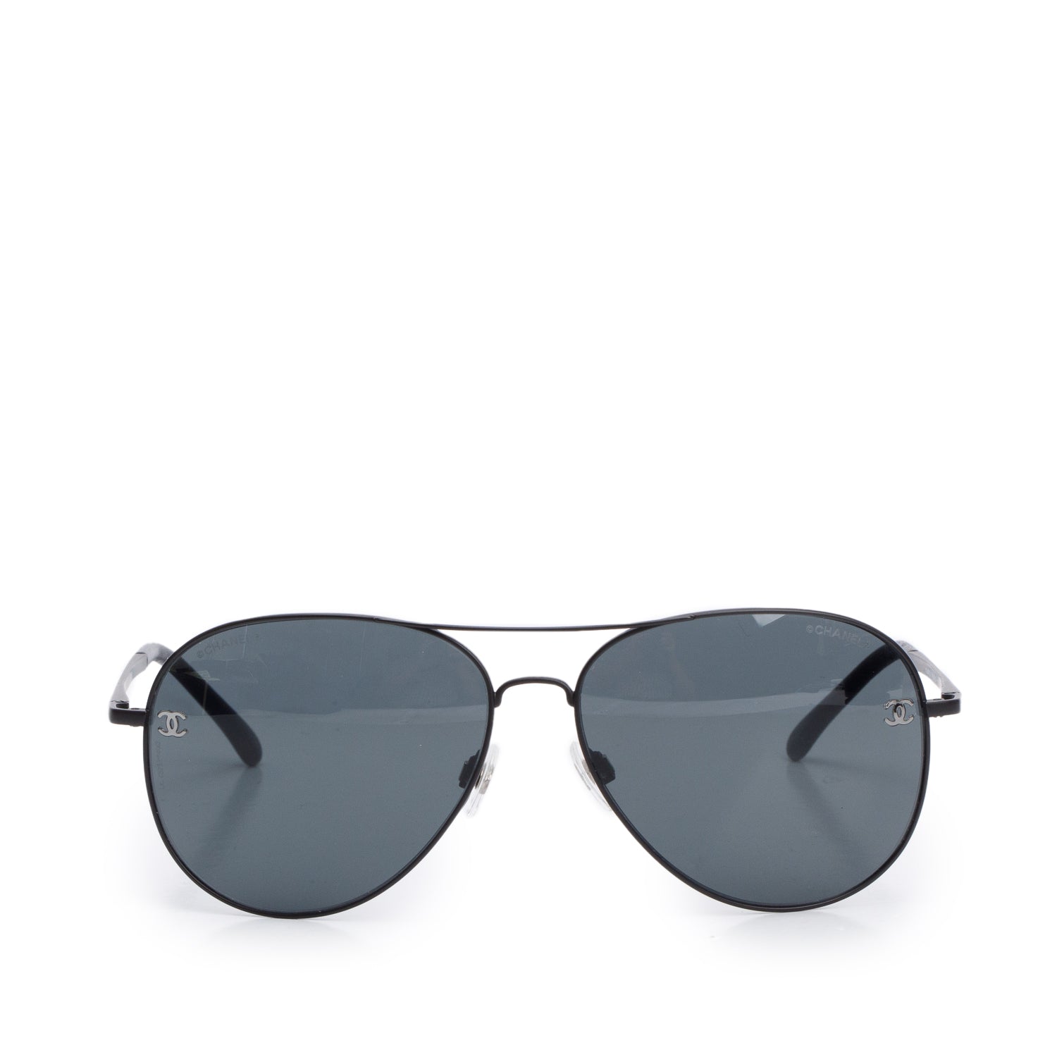 Chanel 4189-T-Q Black Aviator CC Sunglasses w/ Box & Case