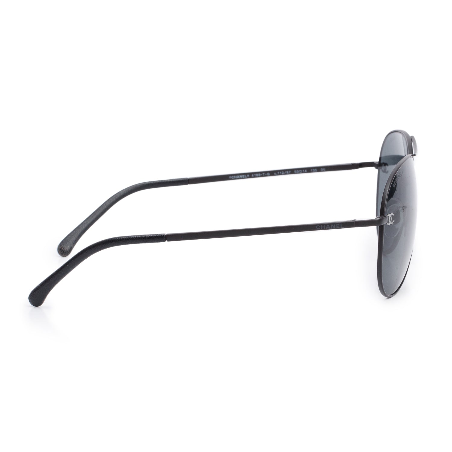 Chanel 4189-T-Q Black Aviator CC Sunglasses w/ Box & Case