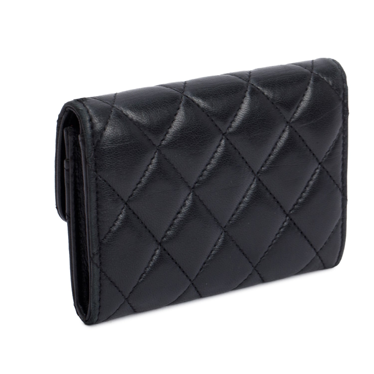 Chanel Black Quilted Lambskin Leather Classic Flap Card Holder w/ Box & Authenticity Card