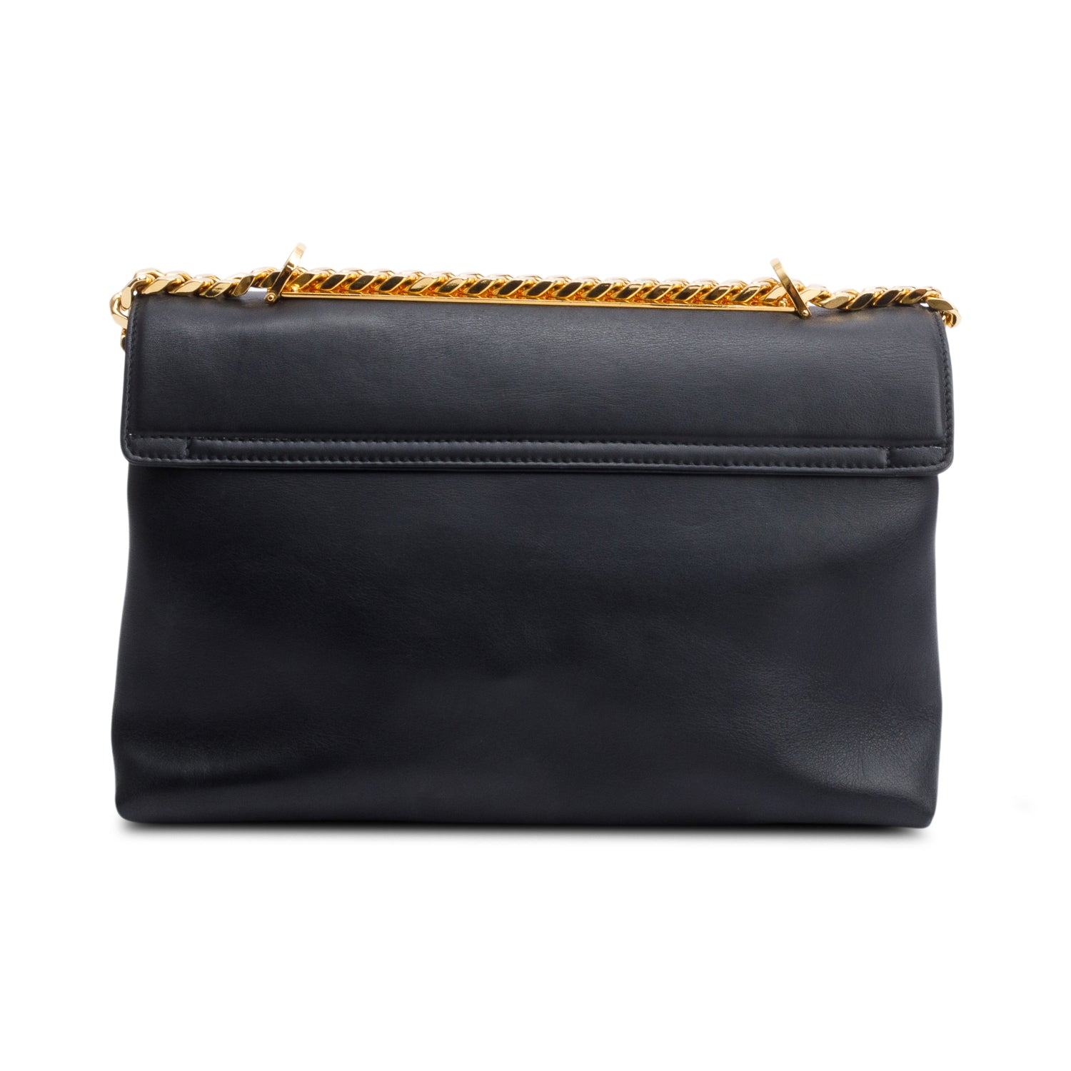Versace Black Leather Medallion Tribute Flap Chain Shoulder Bag