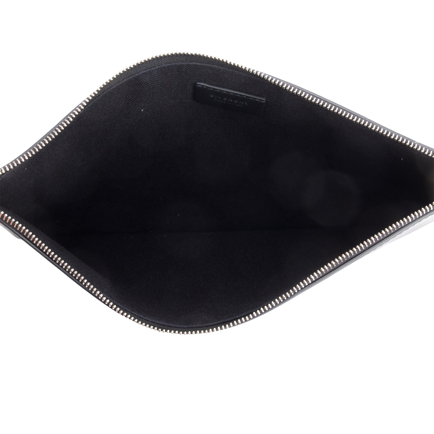 Givenchy Black Calfskin Leather Logo Zip Around Clutch