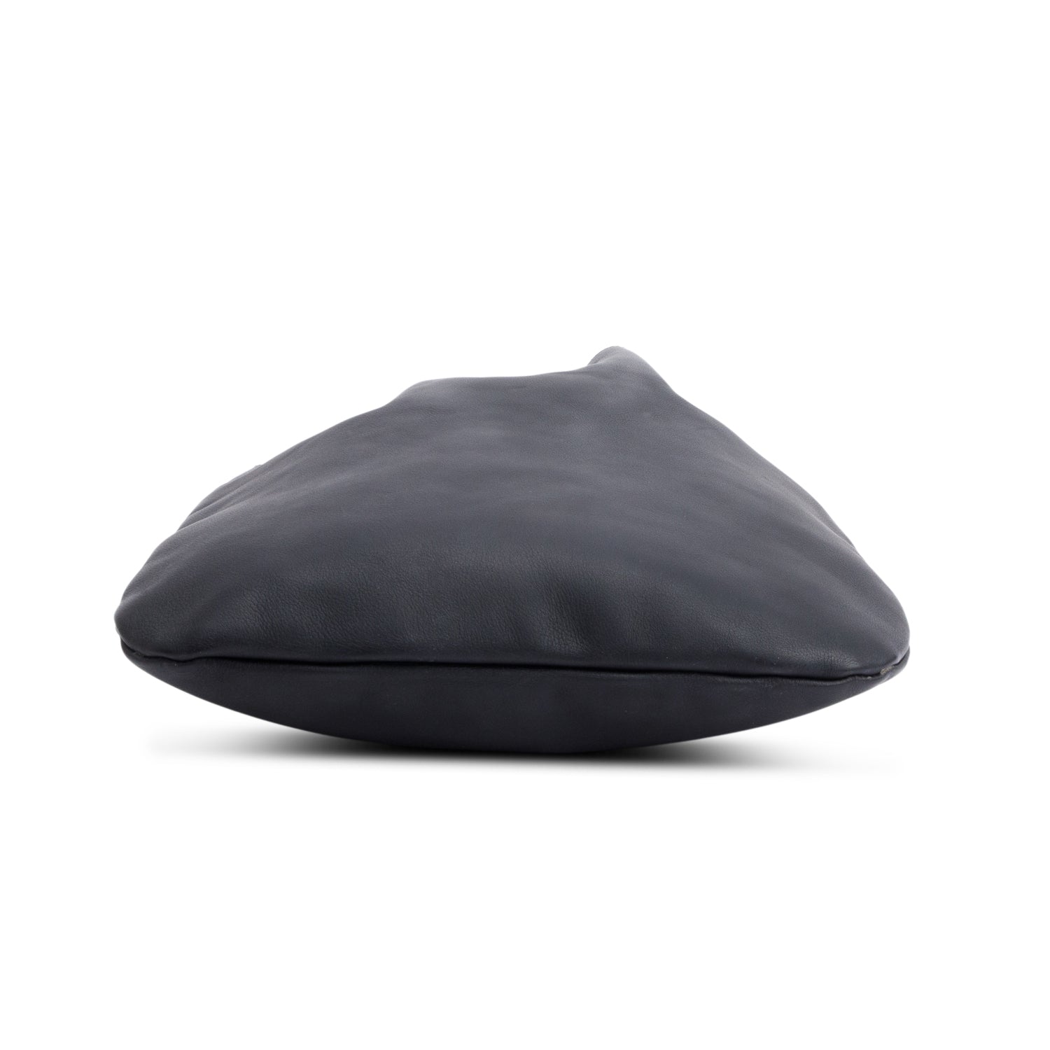 Saint Laurent Black Calfskin Leather Medium Jen Flat Drawstring Bag